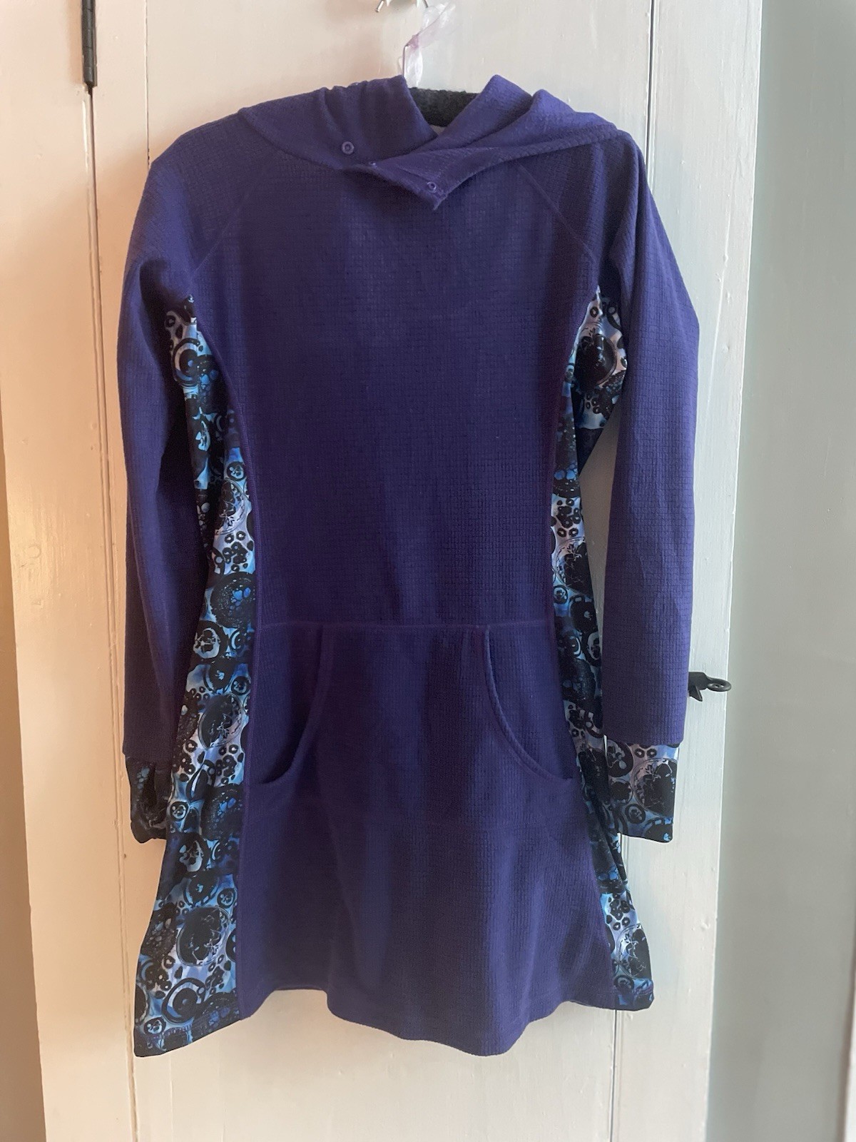 KIND APPAREL (Youer) Treasure Micro Grid Fleece Longsleeve Hoodie Dress Size S