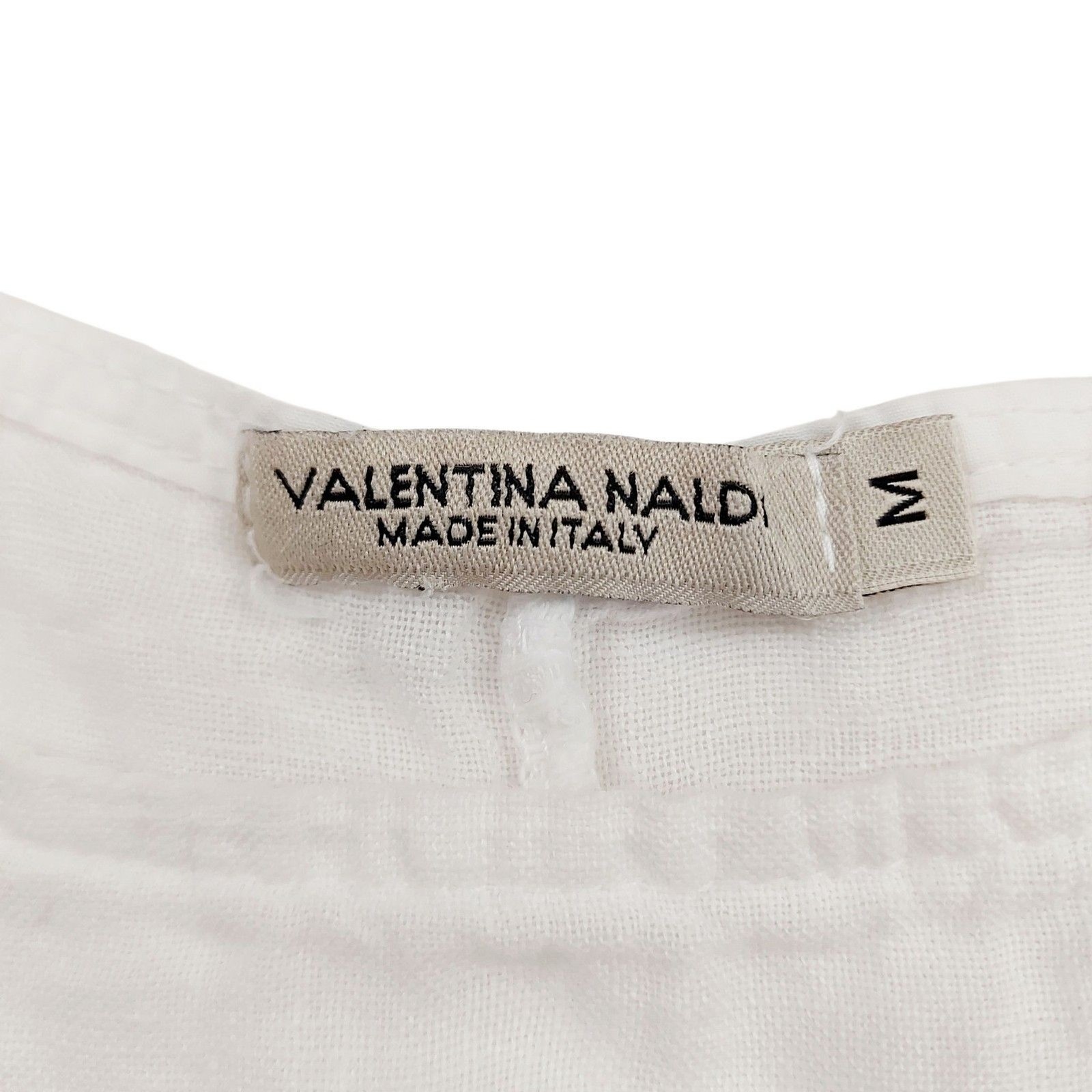 Valentina Naldi Midi Dress Womens Medium White Linen Tie Shoulder Beach Italy