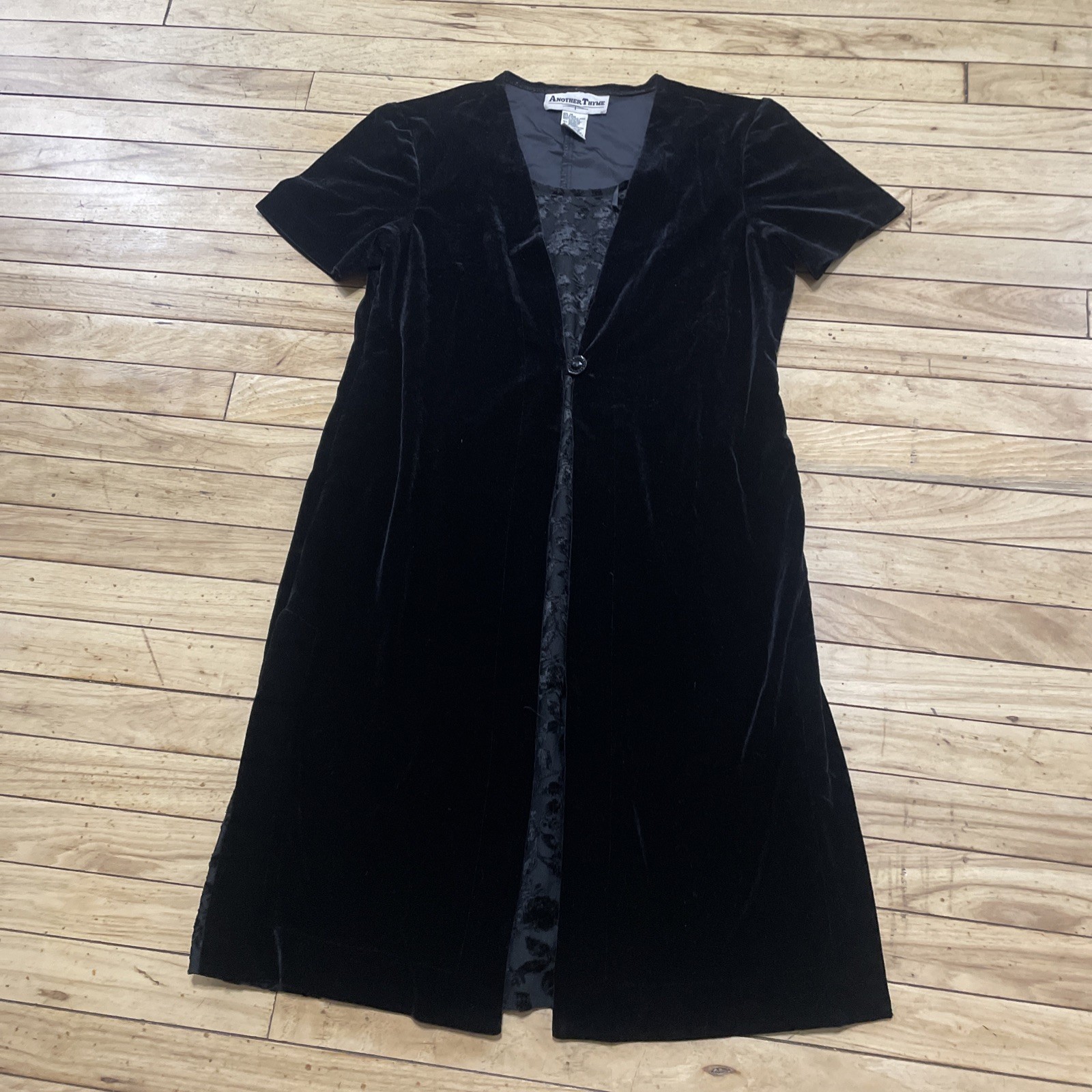 Another Thyme Dress Witchy Black Velvet women 14 Fairy WhimsyGoth vtg 90s Velour