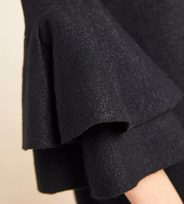 Anthropologie Claudette Ruffled Sweater Dress Size Small Black Metallic Tunic