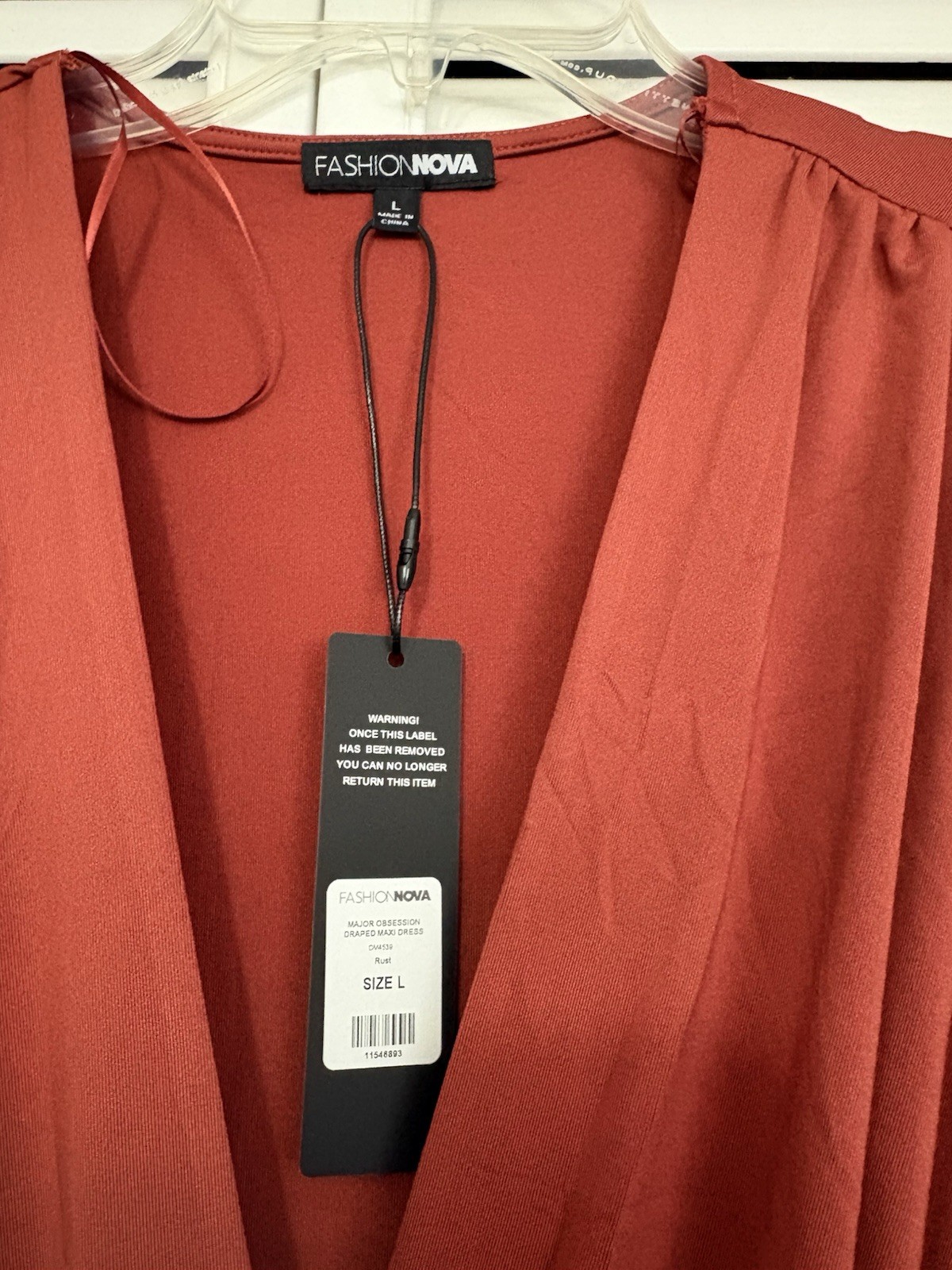 Fashion Nova Ruched Long Dress Rust red, NWT