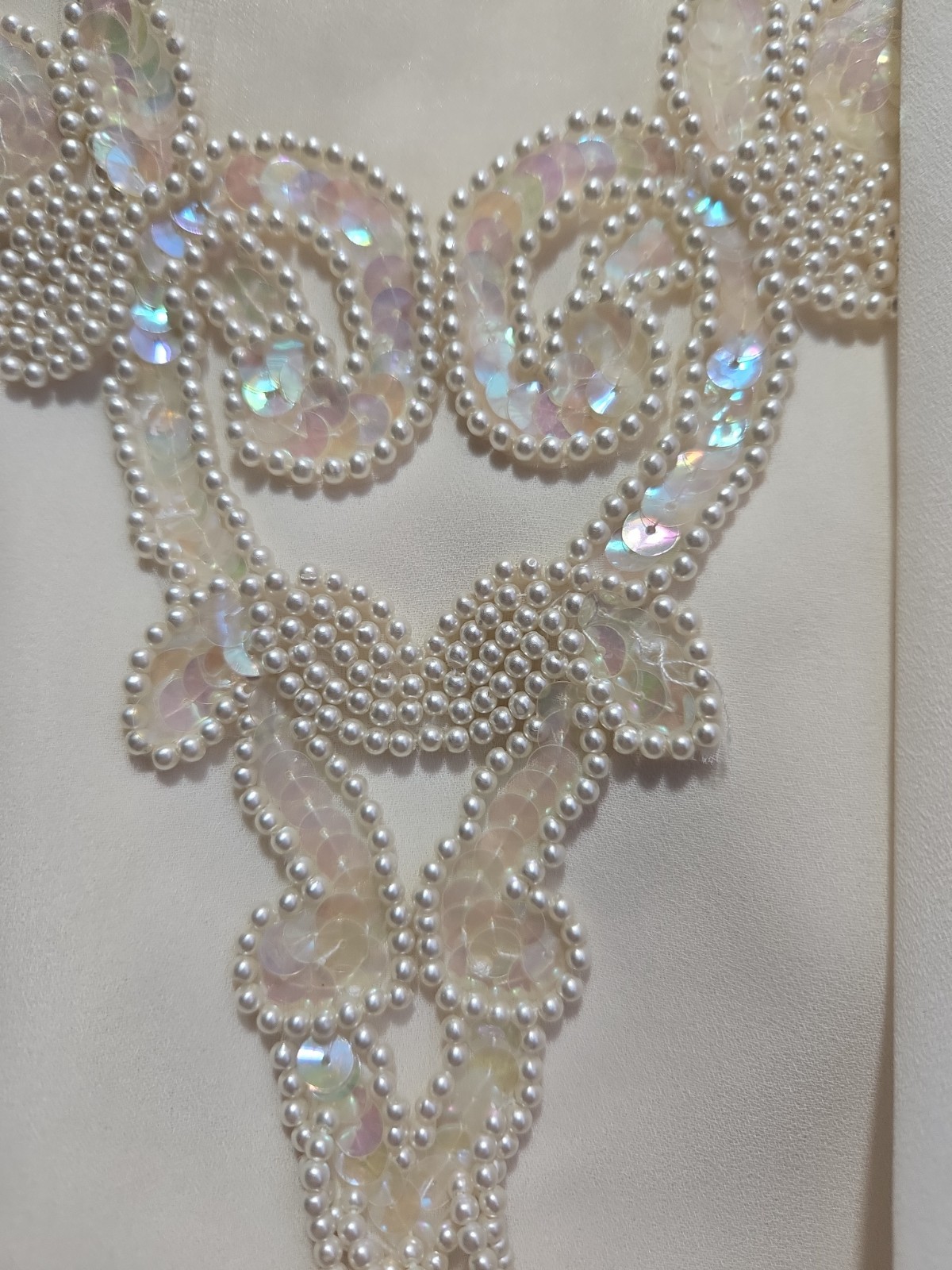 Patra Exquisite Ivory Beaded Sequin Flowy Evening Dress Size 14
