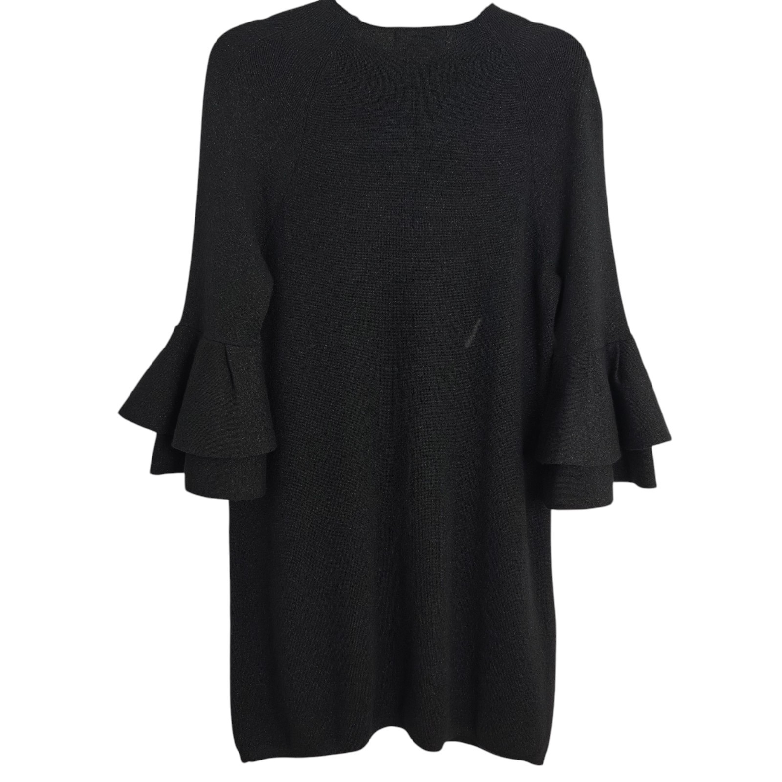 Anthropologie Claudette Ruffled Sweater Dress Size Small Black Metallic Tunic