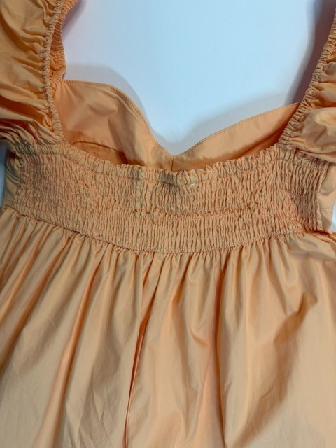 Olivaceous Light Orange Puff Sleeve Sweetheart Neckline Babydoll Dress Size S
