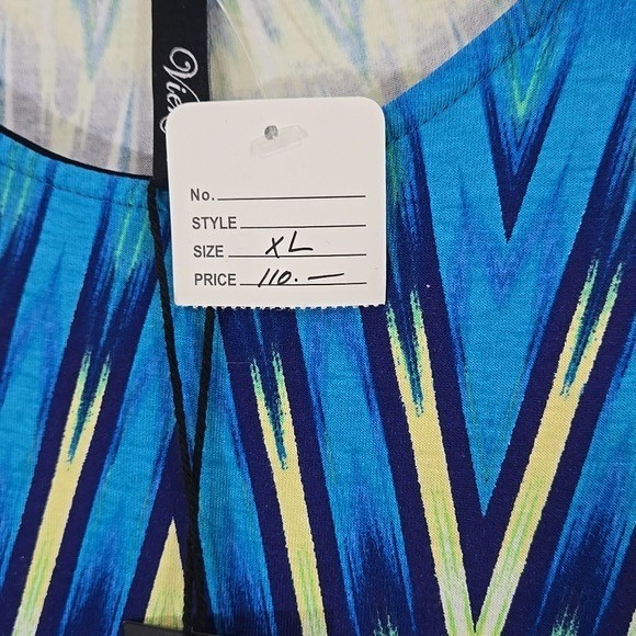 *NEW* Viereck Vibrant Turquoise/Yellow/Blue/White Patterned Dress Artsy, size XL