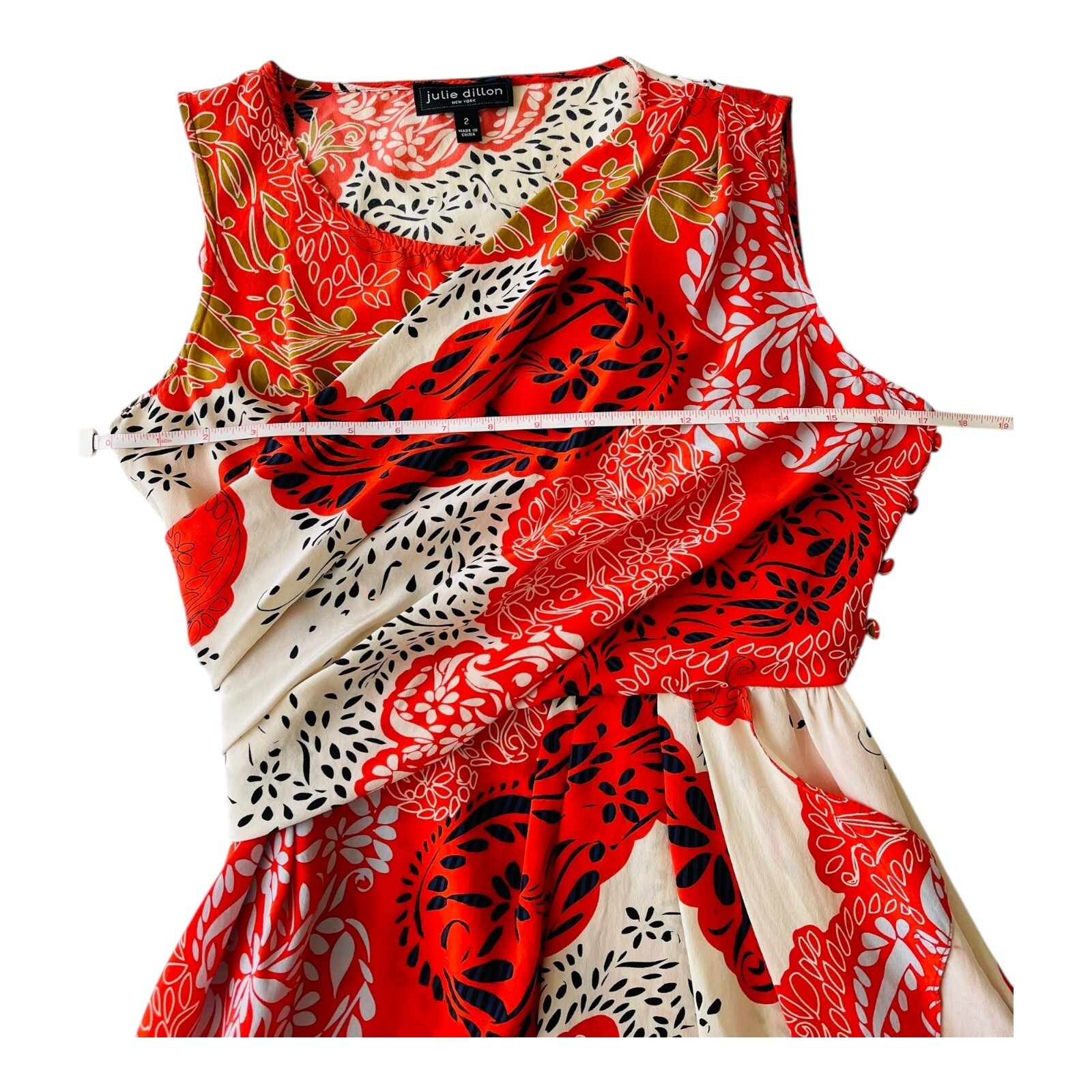 Julie Dillon Dress Silk Draped Orange Sheath Women’s Size 2 100% Silk