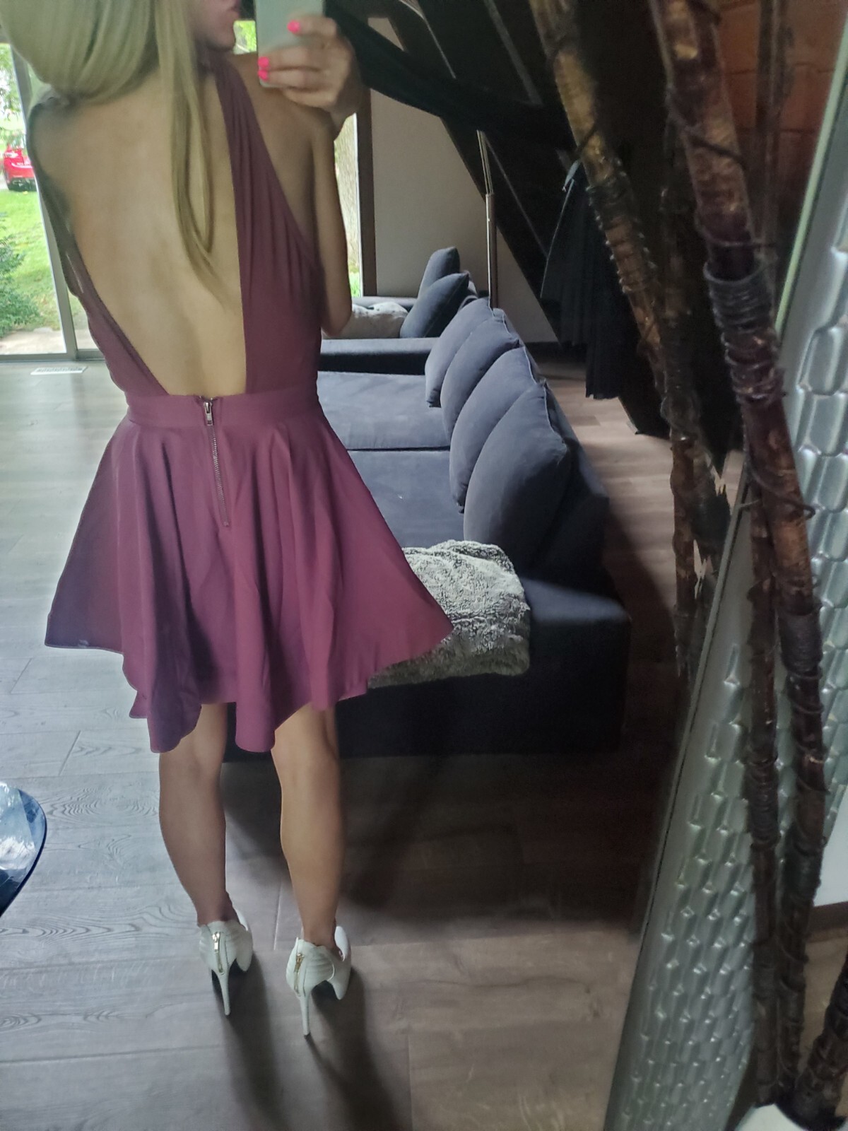 Nasty Gal Ginger fizz shanghai surprise sheer back fit flare cutout dress xs