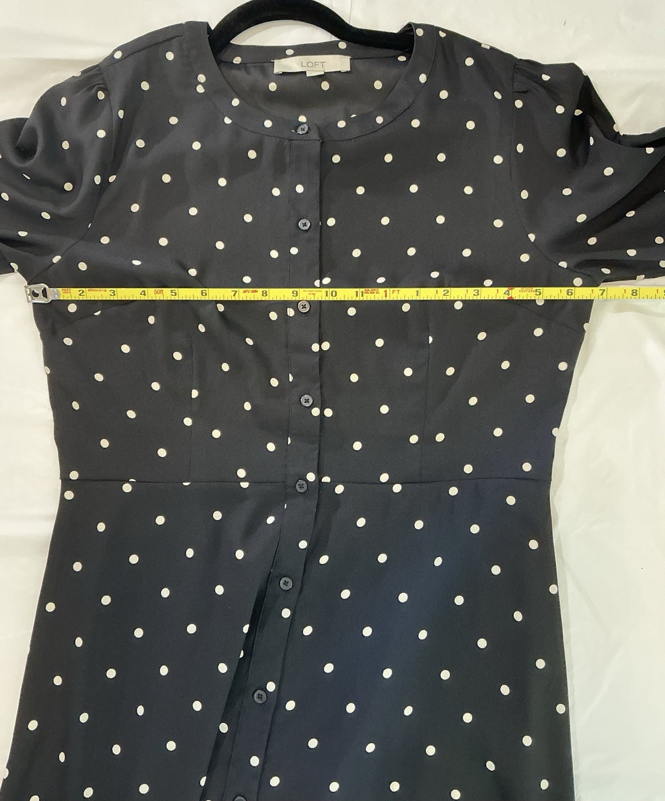 LOFT Black & White Polka Dot Button Front Dress Size 6