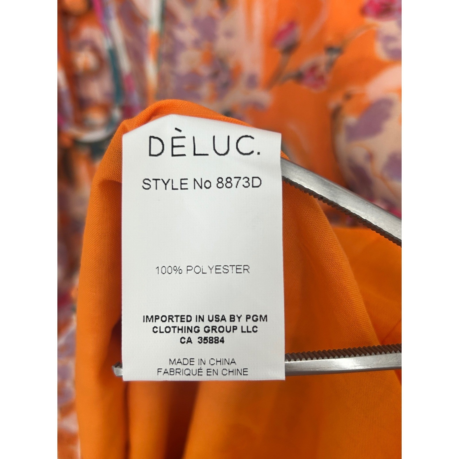 NEW DELUC LARGE Romper Orange Floral Print Tie Neck Long Sleeve Ruffle – AC