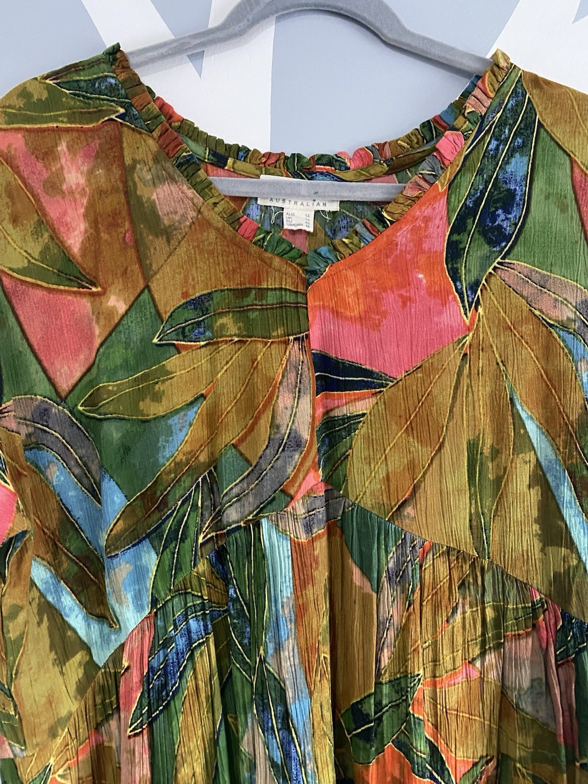 Orientique Naturally Australian Multicolored Tropical Floral Dress M Oversized