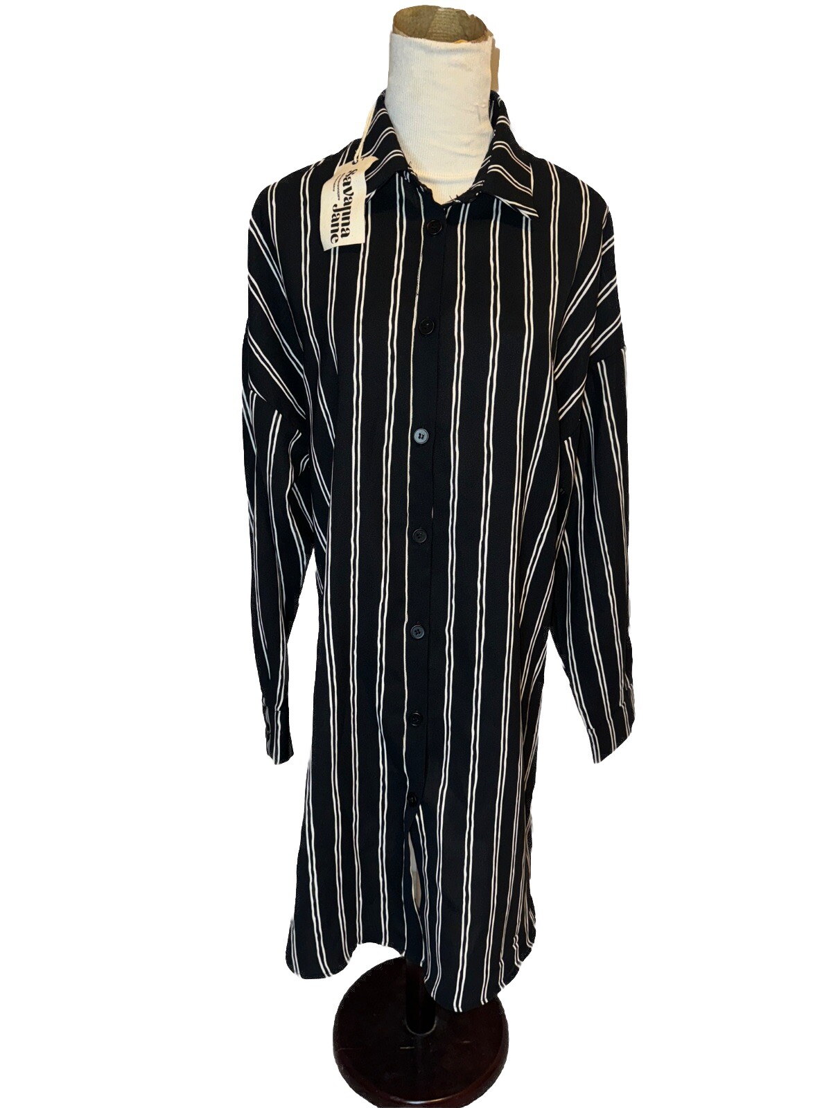 Savanna Jane Black White Shirt Dress S NWT Button