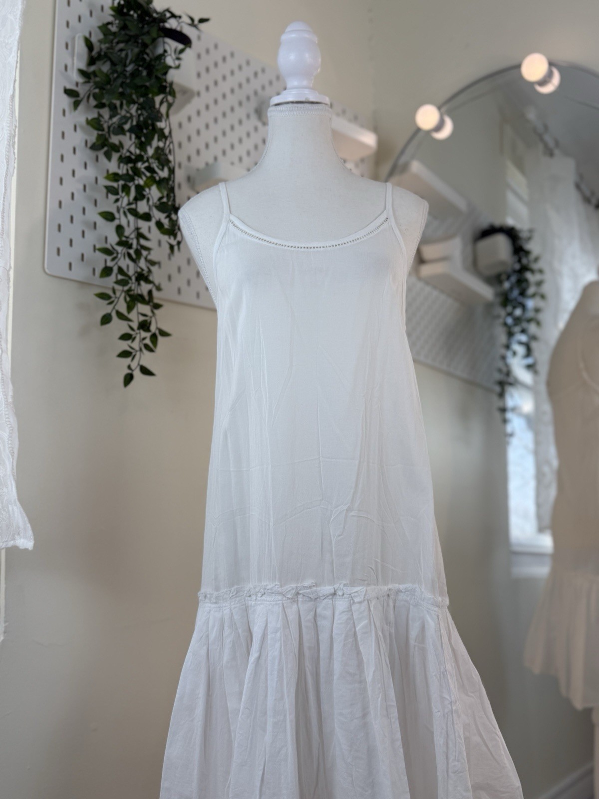 100% Cotton Slip Dress Adjustable Strap Midi Dress Minimalist Cotton Summer