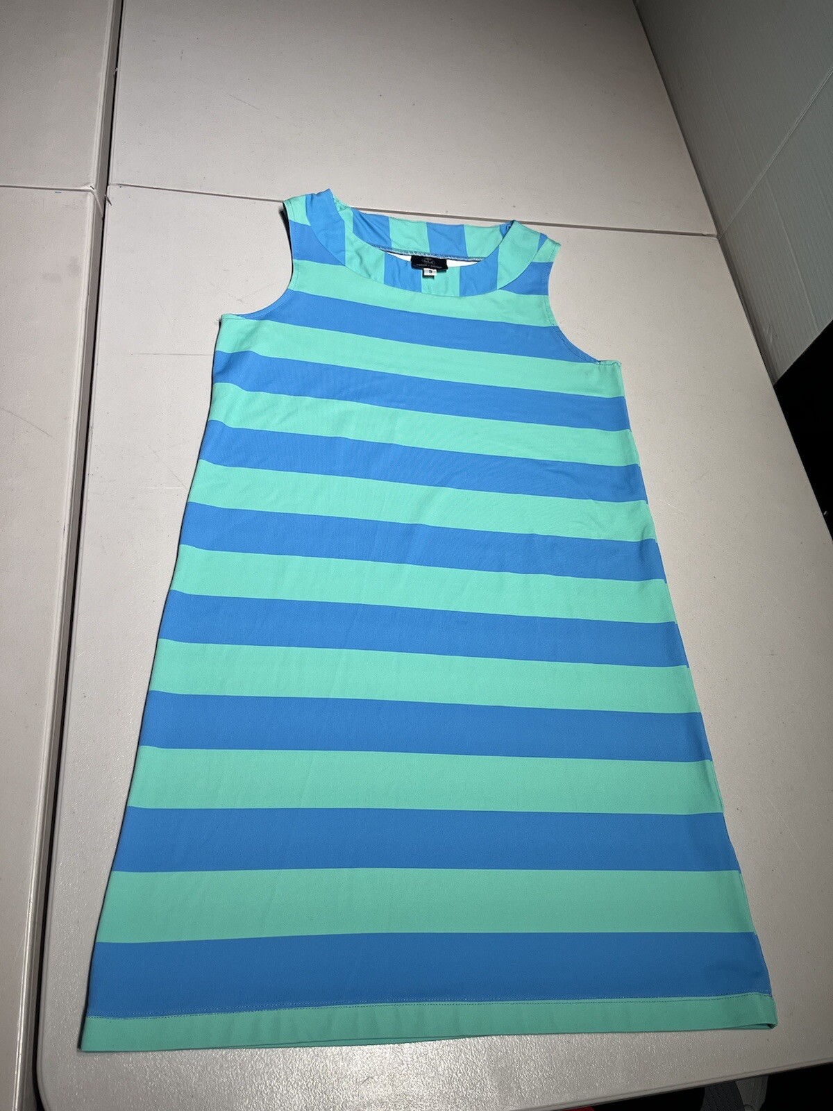 Sailor Sailor Dress Women’s Small Blue Teal Striped Print Stretch Nylon Beach