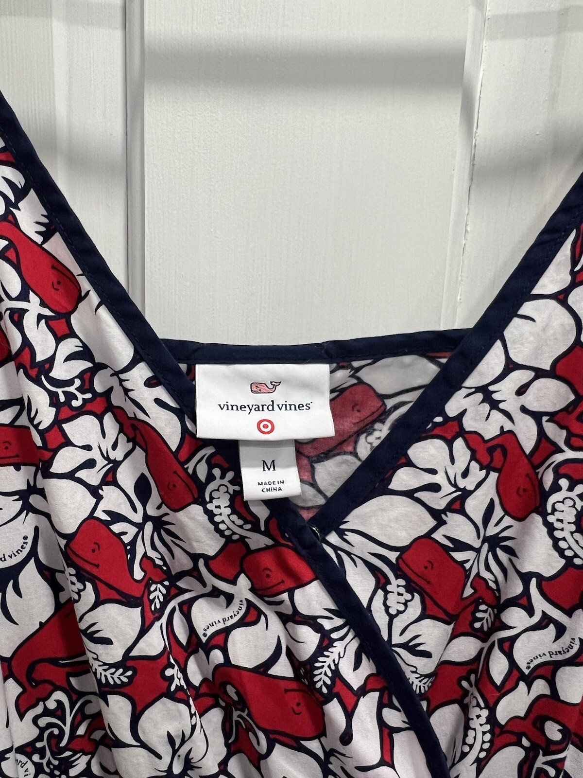 VINEYARD VINES for Target Red White Blue Hibiscus Dress SIZE MEDIUM Pre Loved.