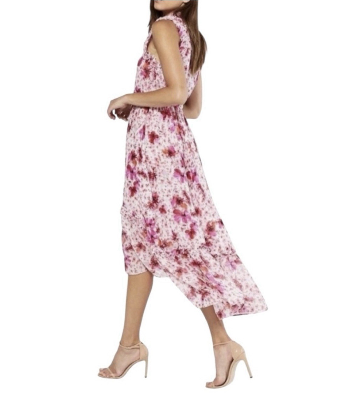 MISA Los Angeles Aurelie Floral Ruffled Maxi Dress Small Hi Lo Luxury Party $450