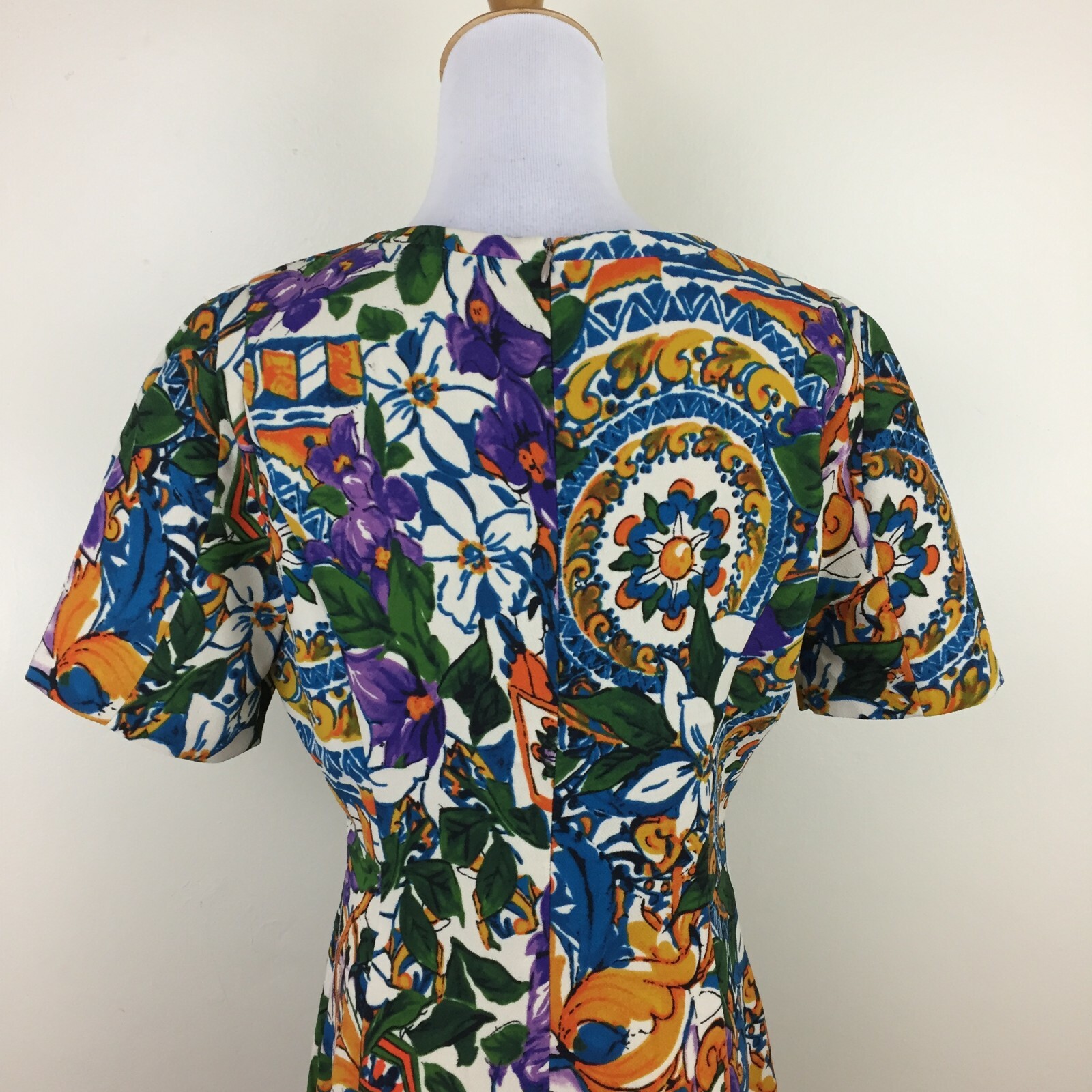 NWT I. MADELINE Multi-Color Print Short Sleeve Lined Dress Womens sz Small