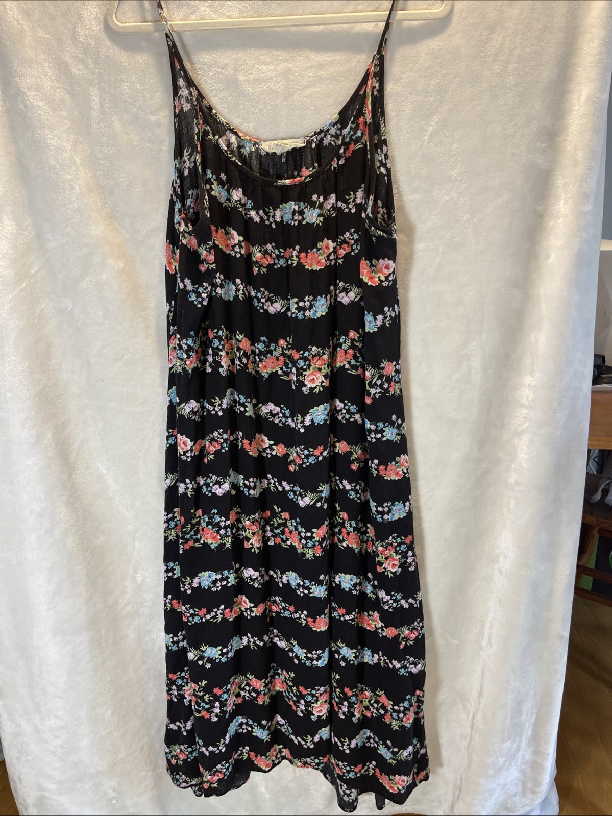 Love Stitch Black And Floral Maxi Dress One Size