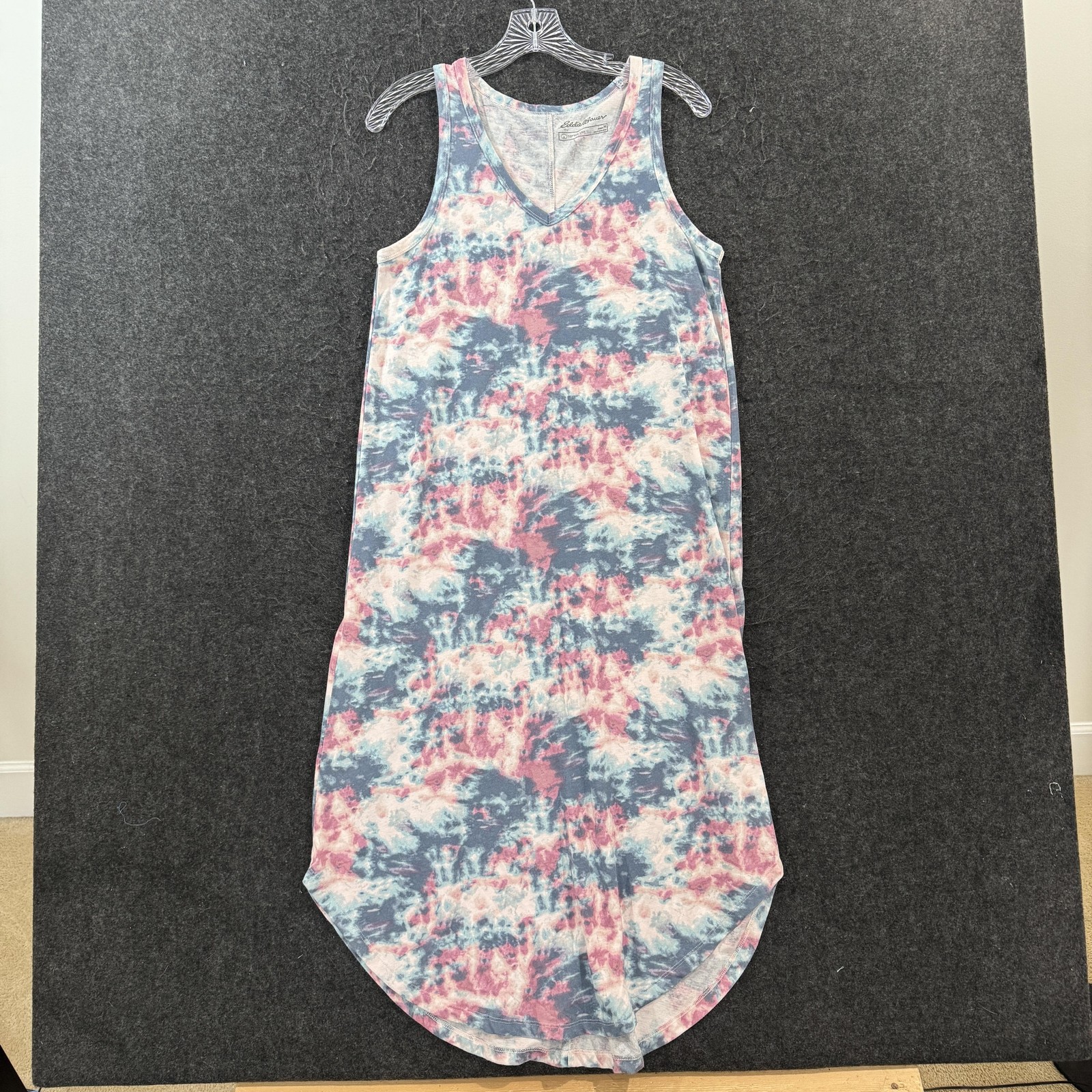 Eddie Bauer Dress Women’s Medium Multicolor Tie Dye Tank Midi Cotton Jersey