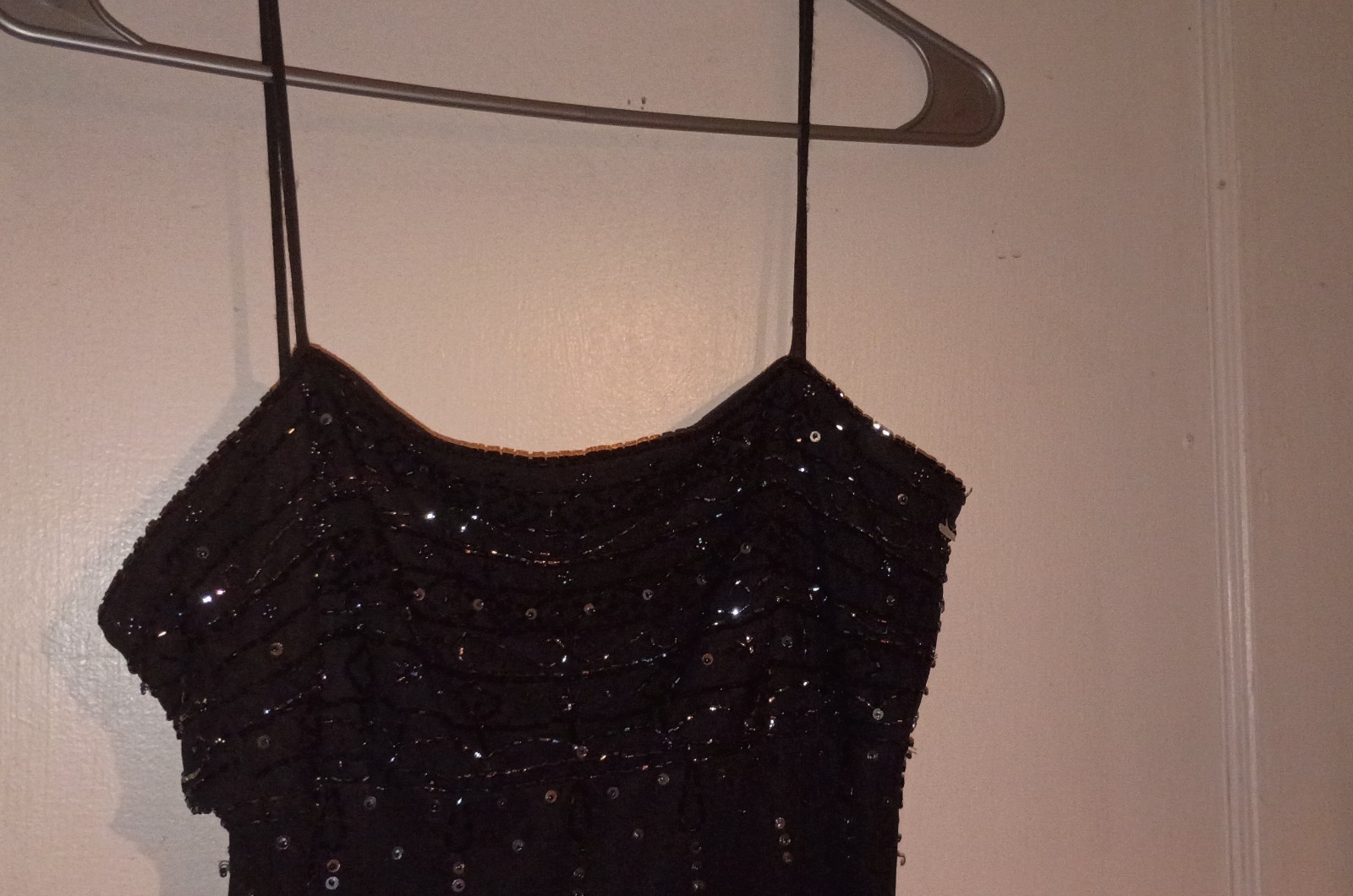 Betsy & Adam by Jaslene Black Beaded Sequin Sweetheart Maxi Dress Size 4