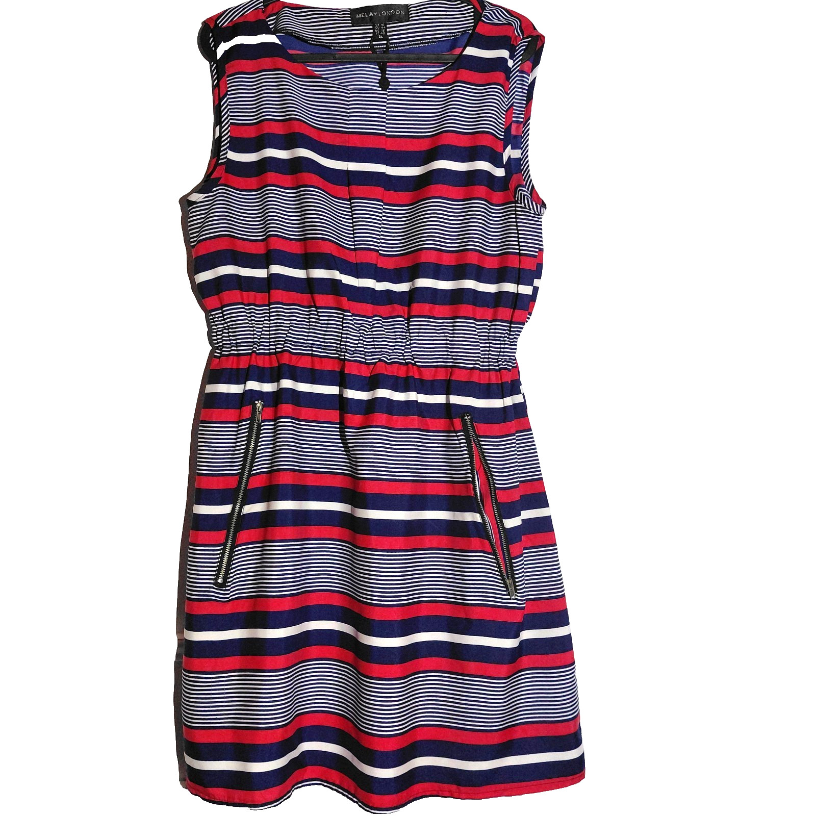 Mela London Sleeveless Dress With Horizontal Stripes US 12 XL
