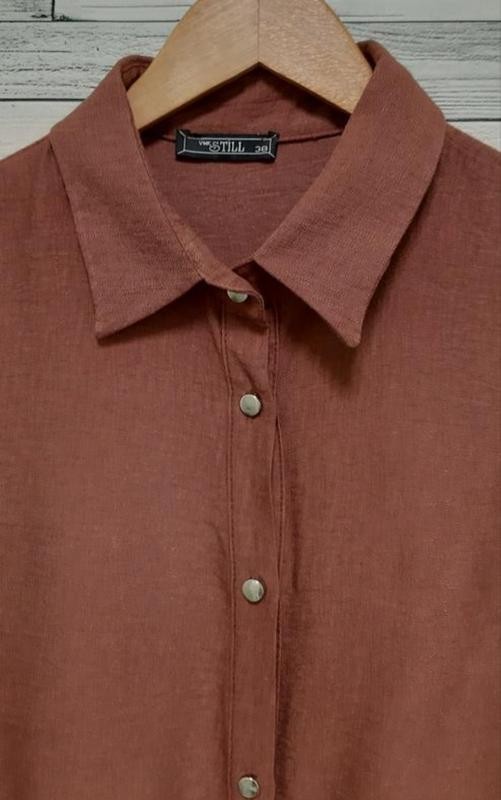 Minimalist Brown Collared Button Up MIDI Dress Size 38
