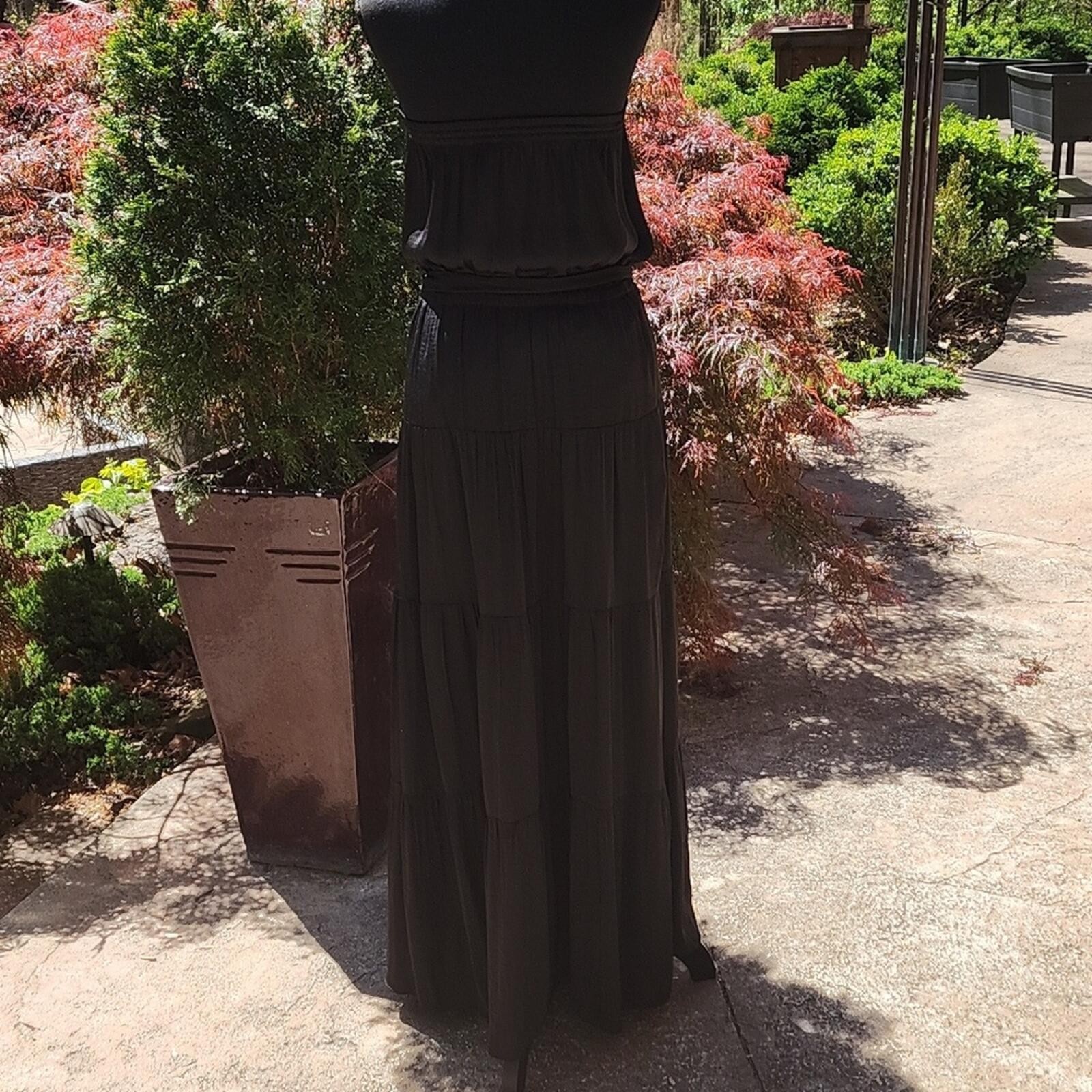 NWT Tiered Maxi Black Strapless Dress Naked Zebra Medium