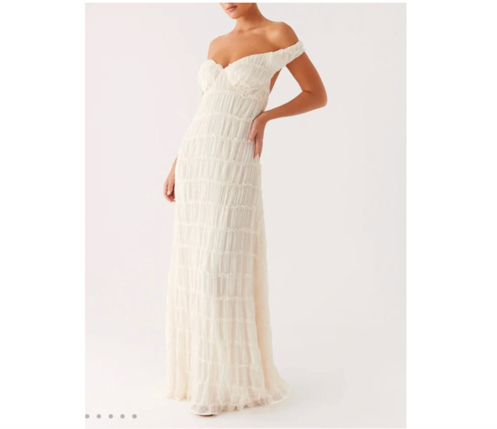 Peppermayo Women’s Off-Shoulder Embrace Maxi Dress Ivory Size US 2 (AU 6)