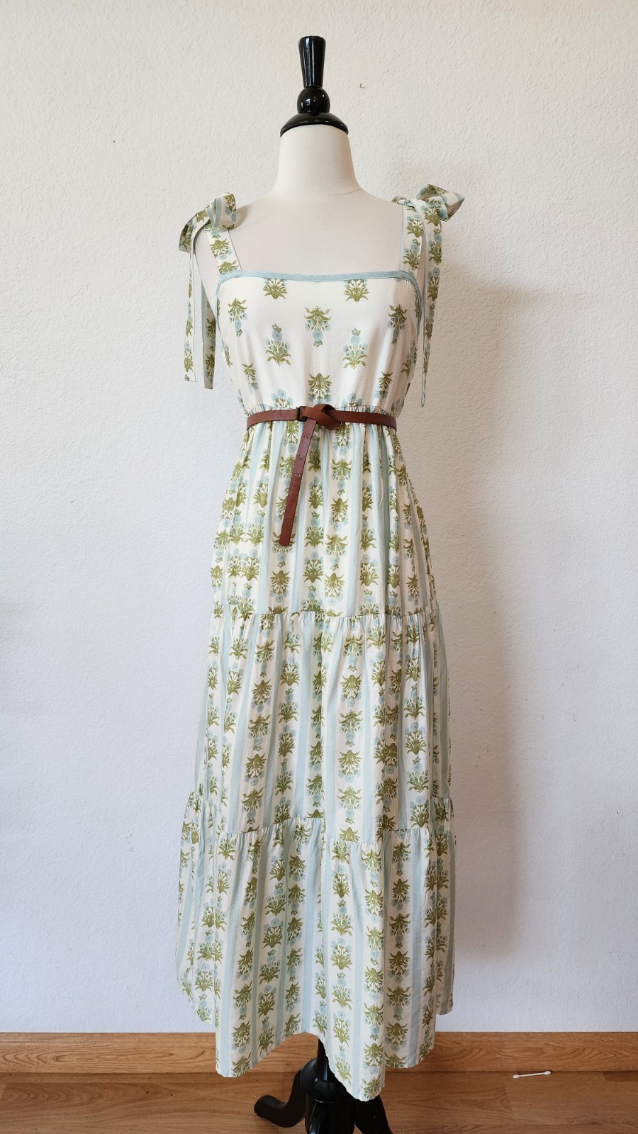 New Anthro Maxi Dress Size Small Floral Bow Coquette Cottage Wedding