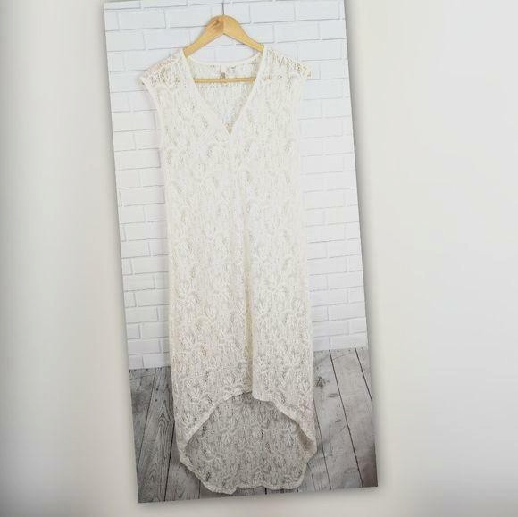 Route 66 Dress Women extra small xs Boho Lace Beach swim Cover Up Sheer High Low