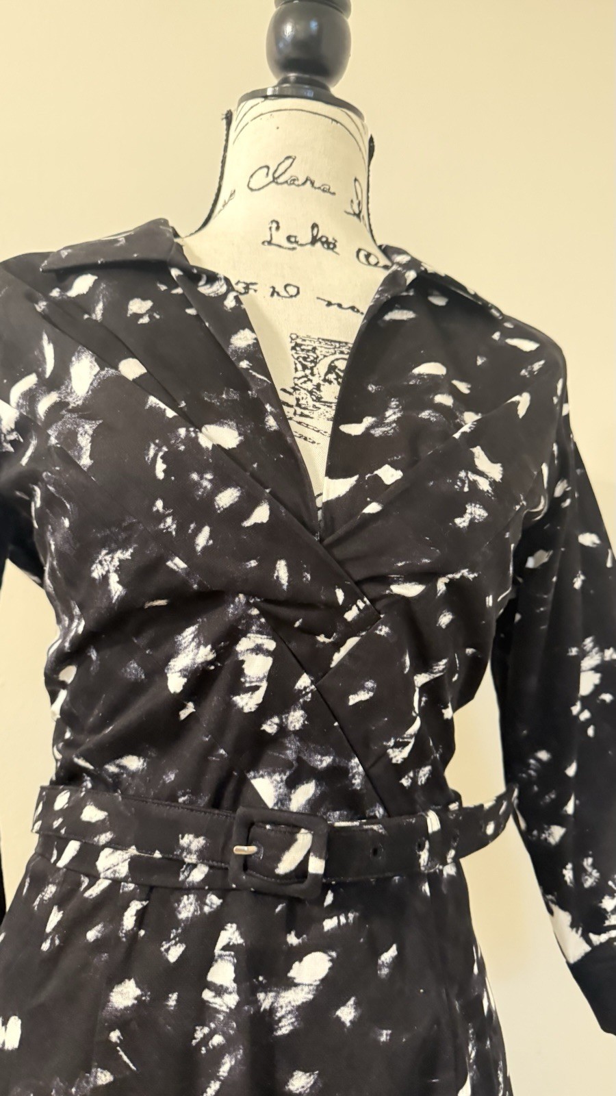 Samantha Sung Audrey Dress Shirt Collar, 3/4 Sleeve midi Length,Stretch.