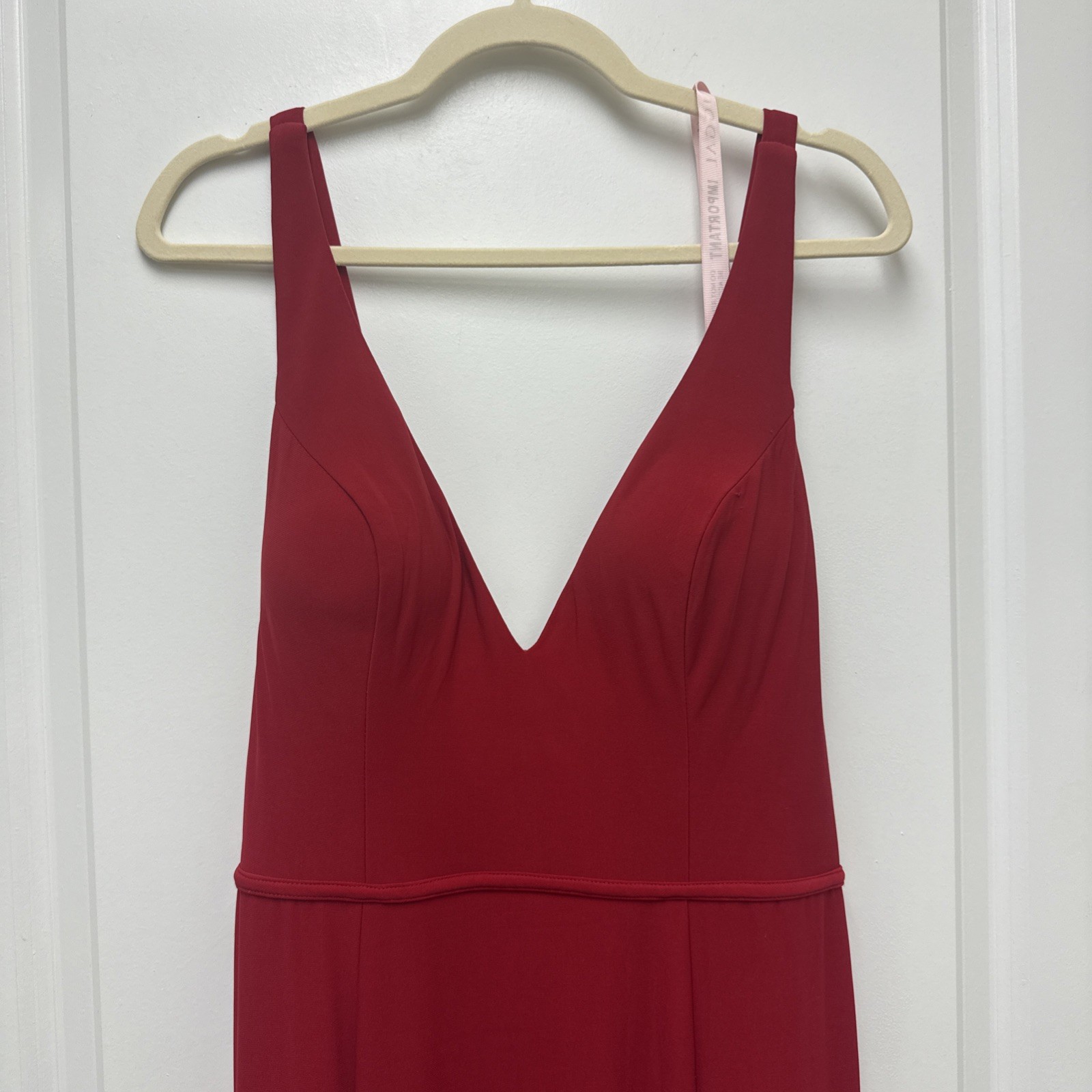 MAC DUGGAL Size 10 Red 25846 Sleeveless Plunge Neck High Slit Formal Gown Dress