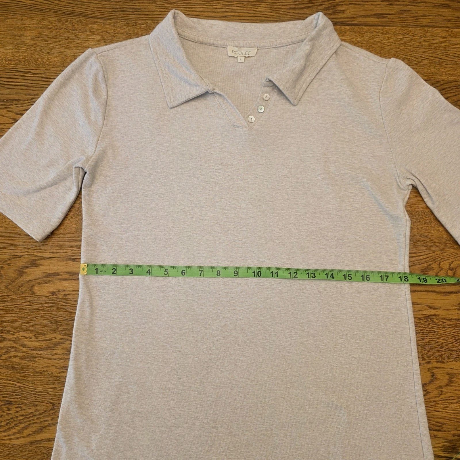 Roolee Womens Oatmeal Heather Polo Tie Waist Short Sleeve Dress Womens L Office