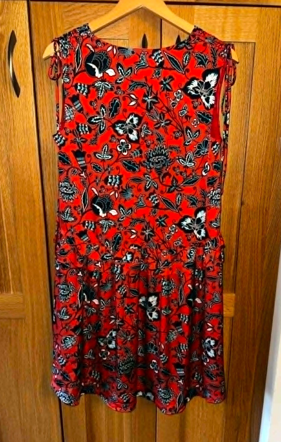 NORDSTROM SIGNATURE Brilliant Orange/Navy Floral SILK Blend Shift Dress ~ Size 6
