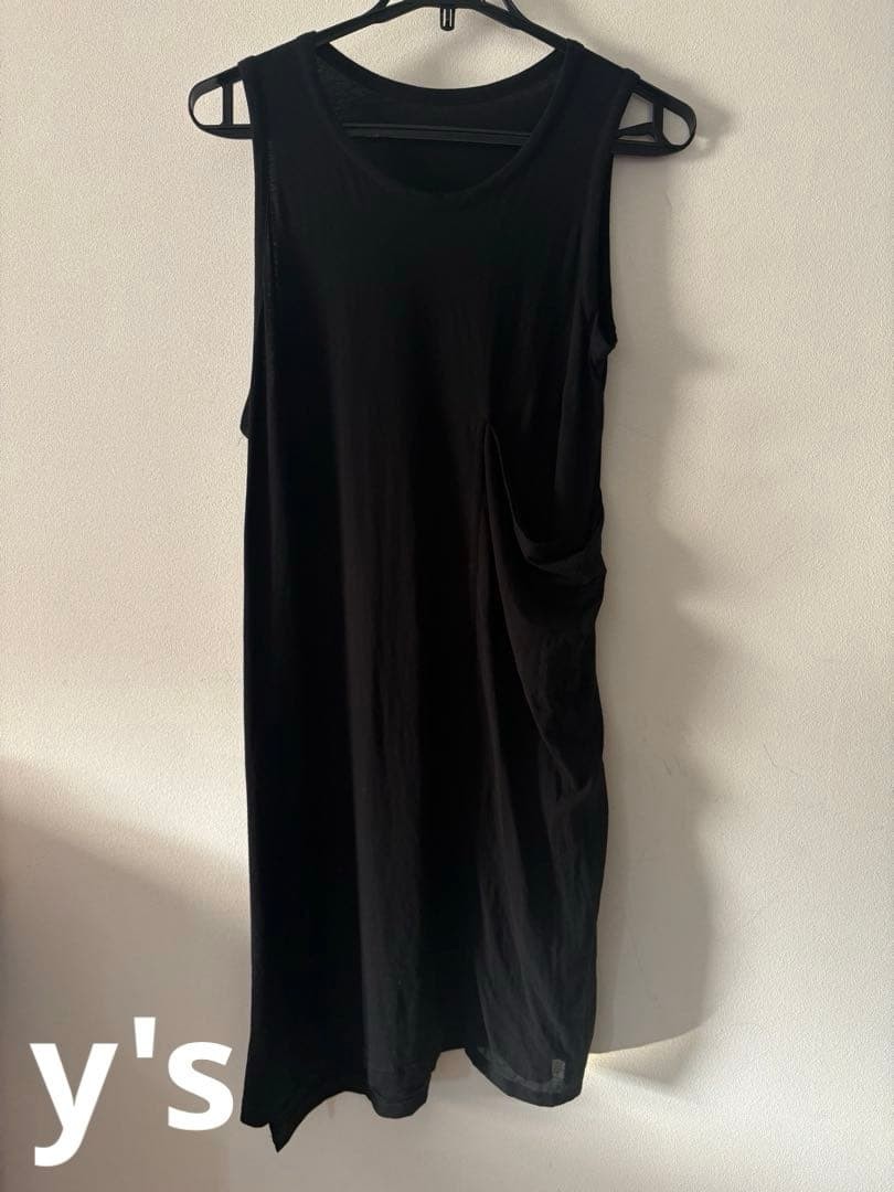 USED Y’S YOHJI YAMAMOTO TOP, BLACK SLEEVELESS DRESS, MIXED MATERIALS, FINAL PR