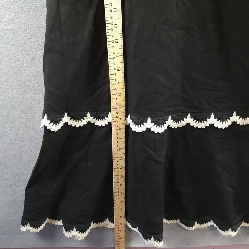 Eliza J Beaded-Strap Contrast-Trim Halter MIDI Dress Women’s 2 Black Linen Blend