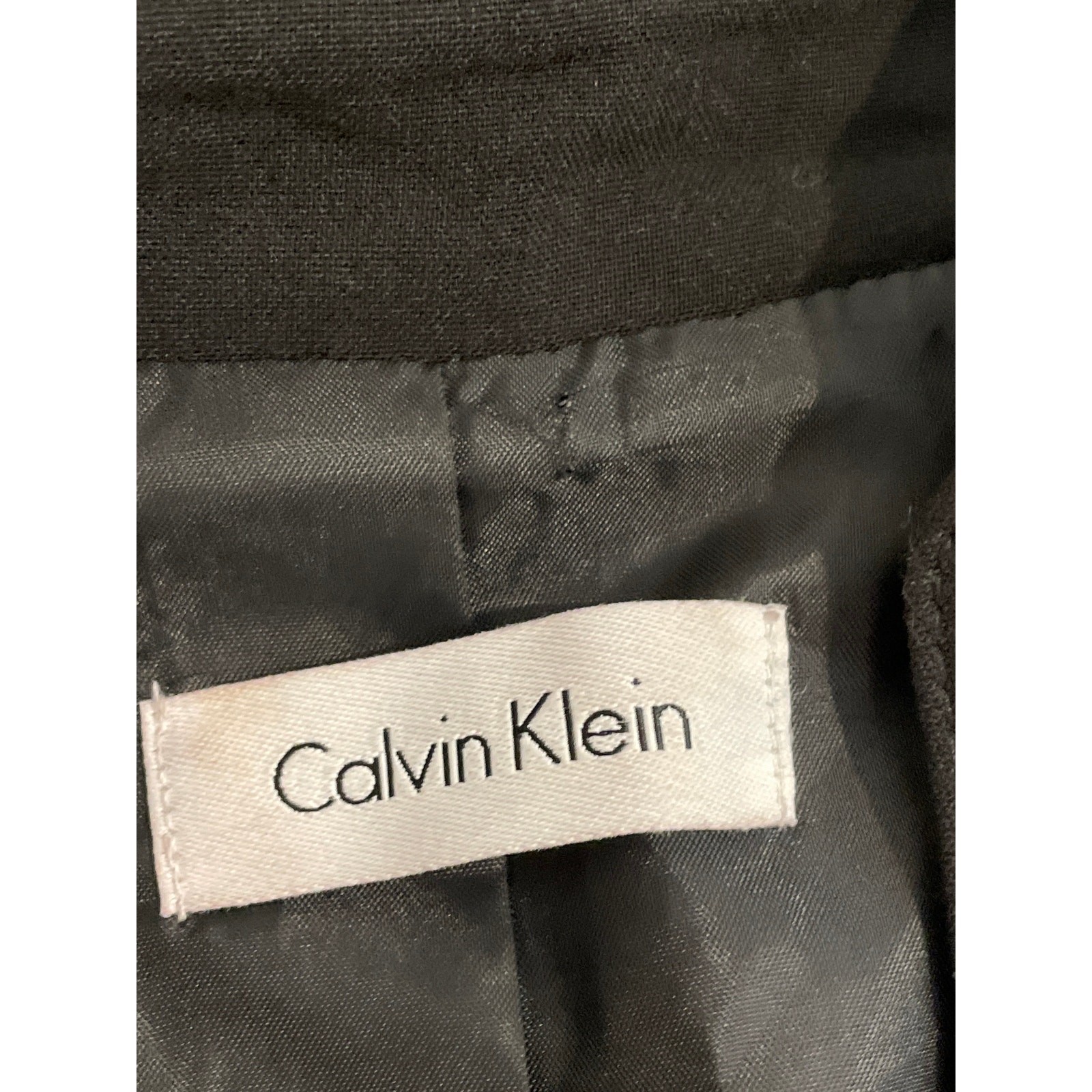 Calvin Klein Black Button Down Tie Waist Sheath Dress Cap Sleeves Size S