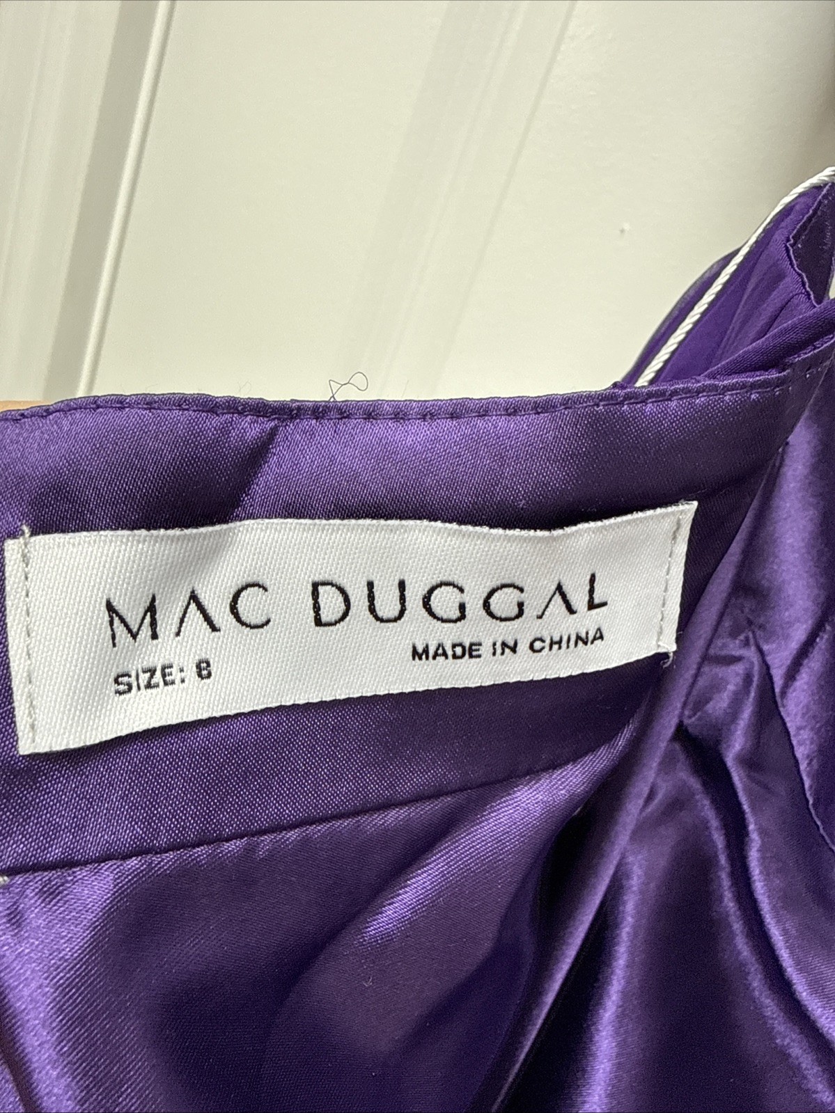 Mac Duggal Size 8 Purple 70254 Ruched Ruffled Shoulder Cut out Lace Up Gown Prom