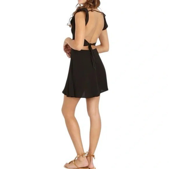 For Love and Lemons Midnight Tide Open Back Mini Dress in Black Size M