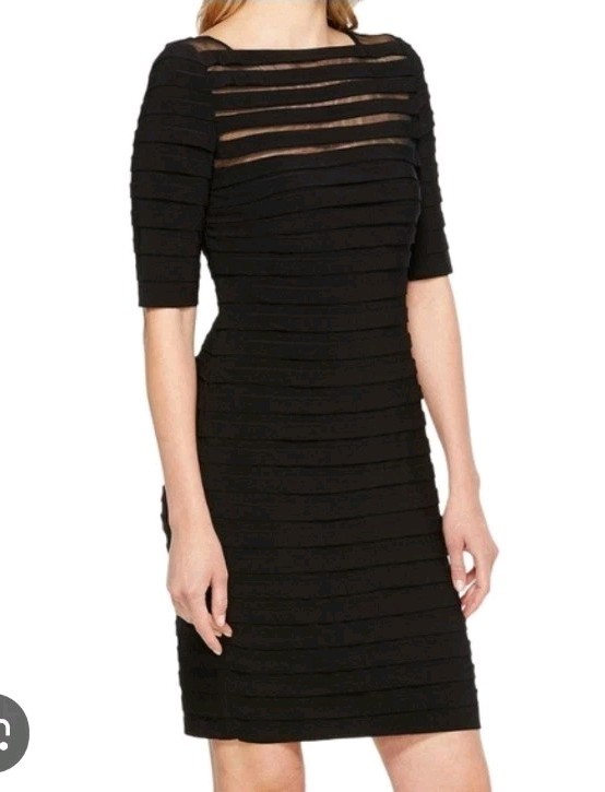 NWT Adrianna Papell Mini Dress Sheath Size 8 Wedding Guest Sheer Evening Party