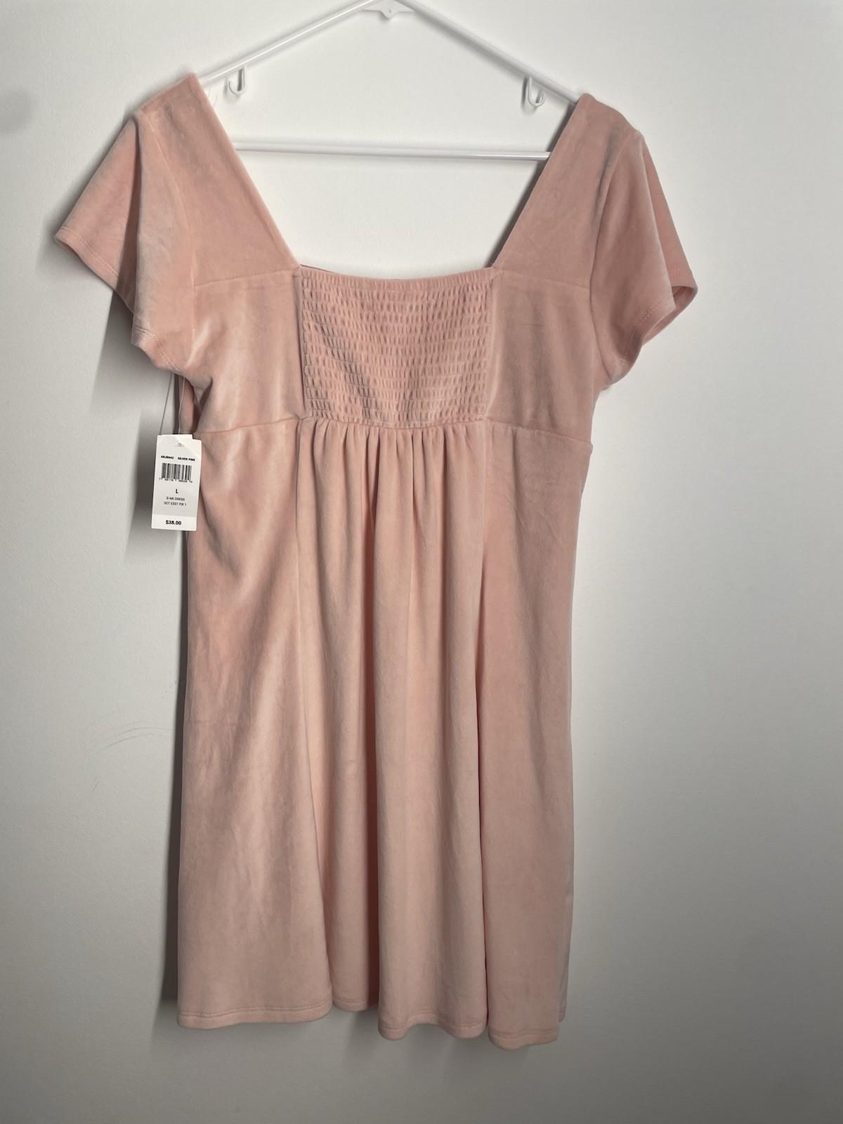 NWT Planet Gold Large Women’s Silver Pink Dress Velvety Soft Cute Back