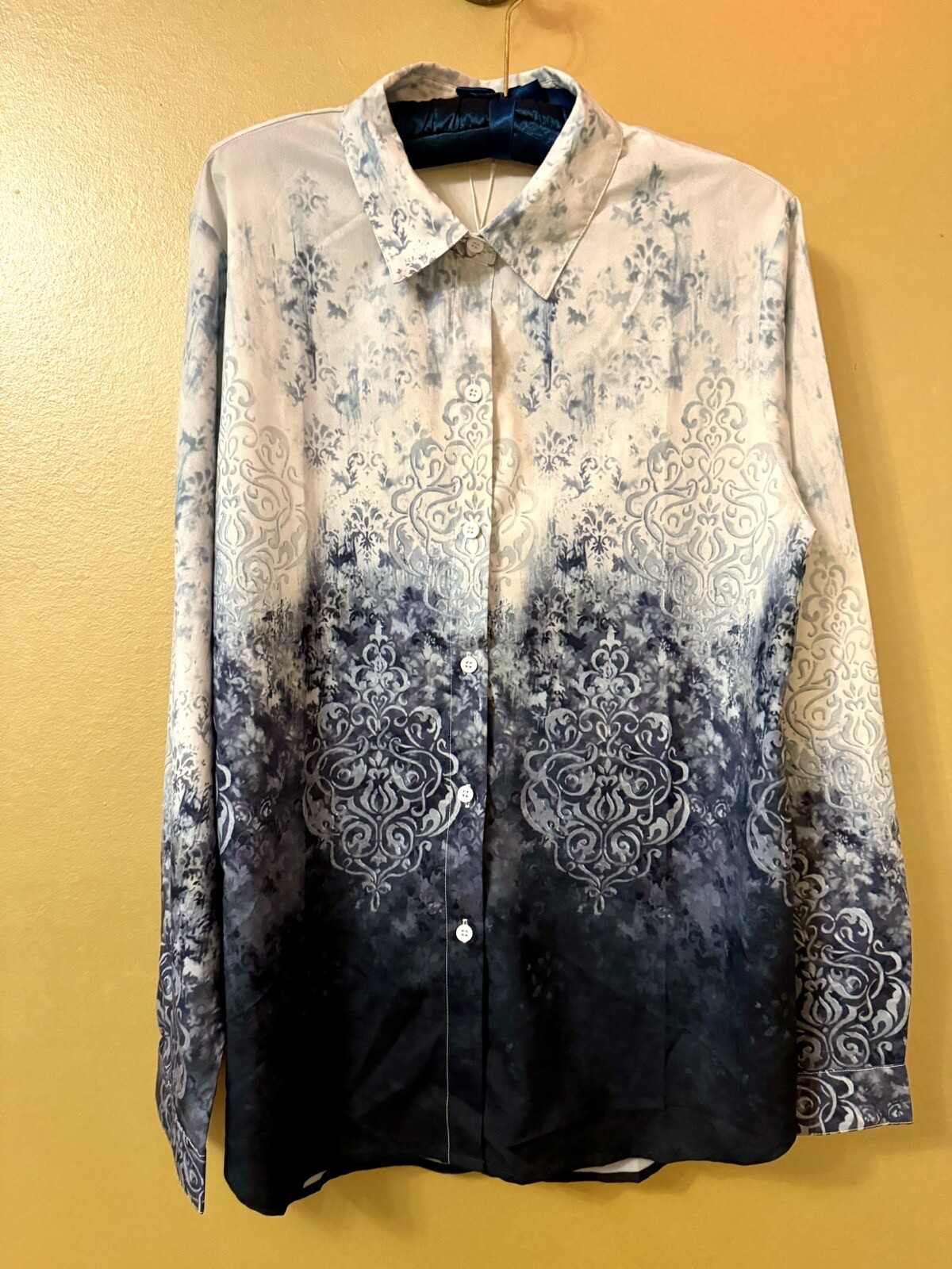 Made With Heart Love Dress Blouse Top Shirt Silky Bold Graphic Long Sleeve XLNWT