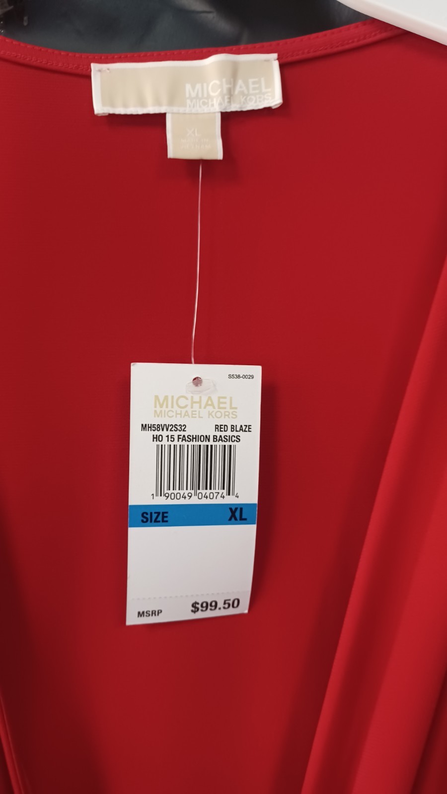 Michael Kors Red Blaze Draped Surplice Stretch Jersey Dress XL NEW