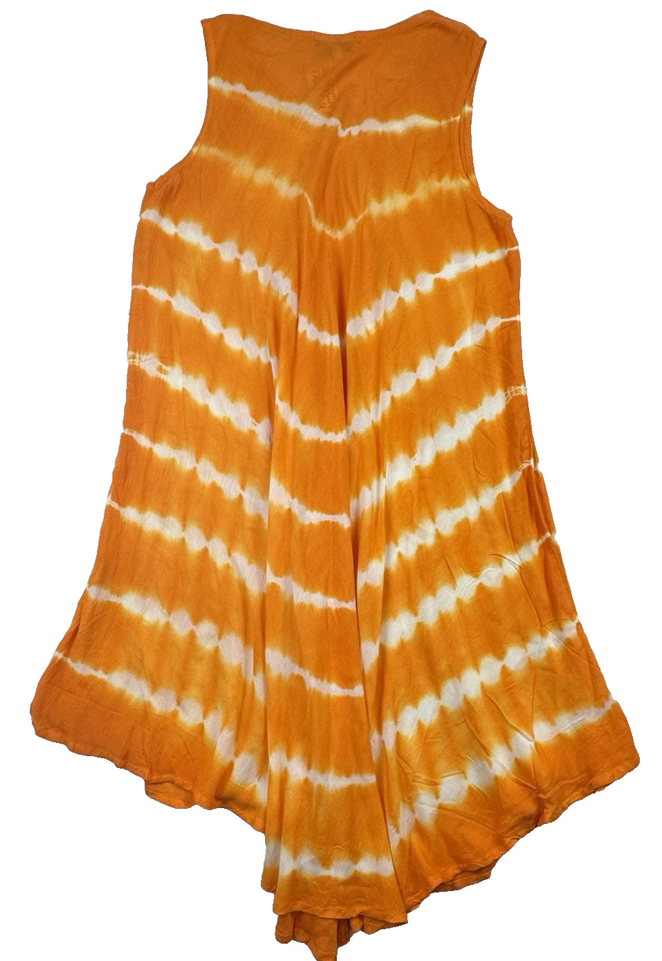 Jessica Taylor Bohemian Orange & White Tie-Dye Dress One Size Embroidered NEW