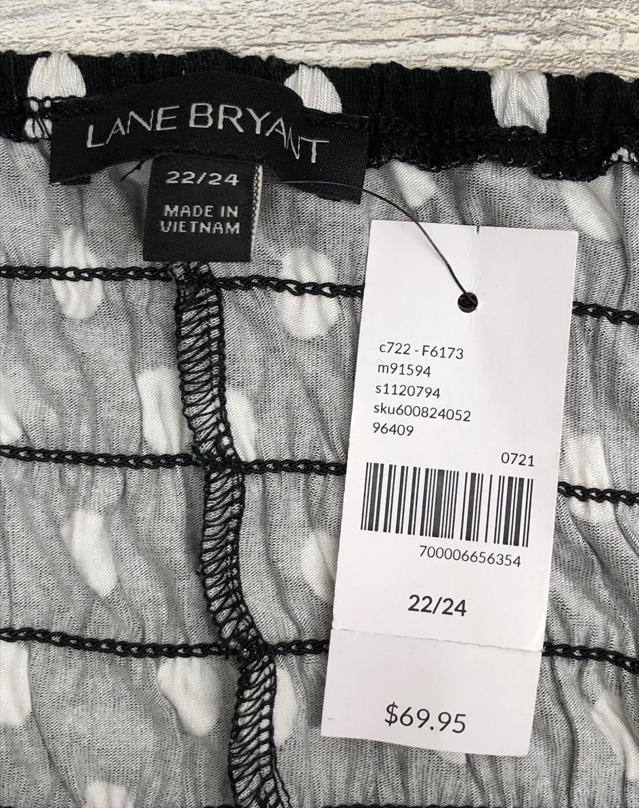 Lane Bryant Womens Plus Dress Size 22/24W Black White Polka Dot Smocked NWT