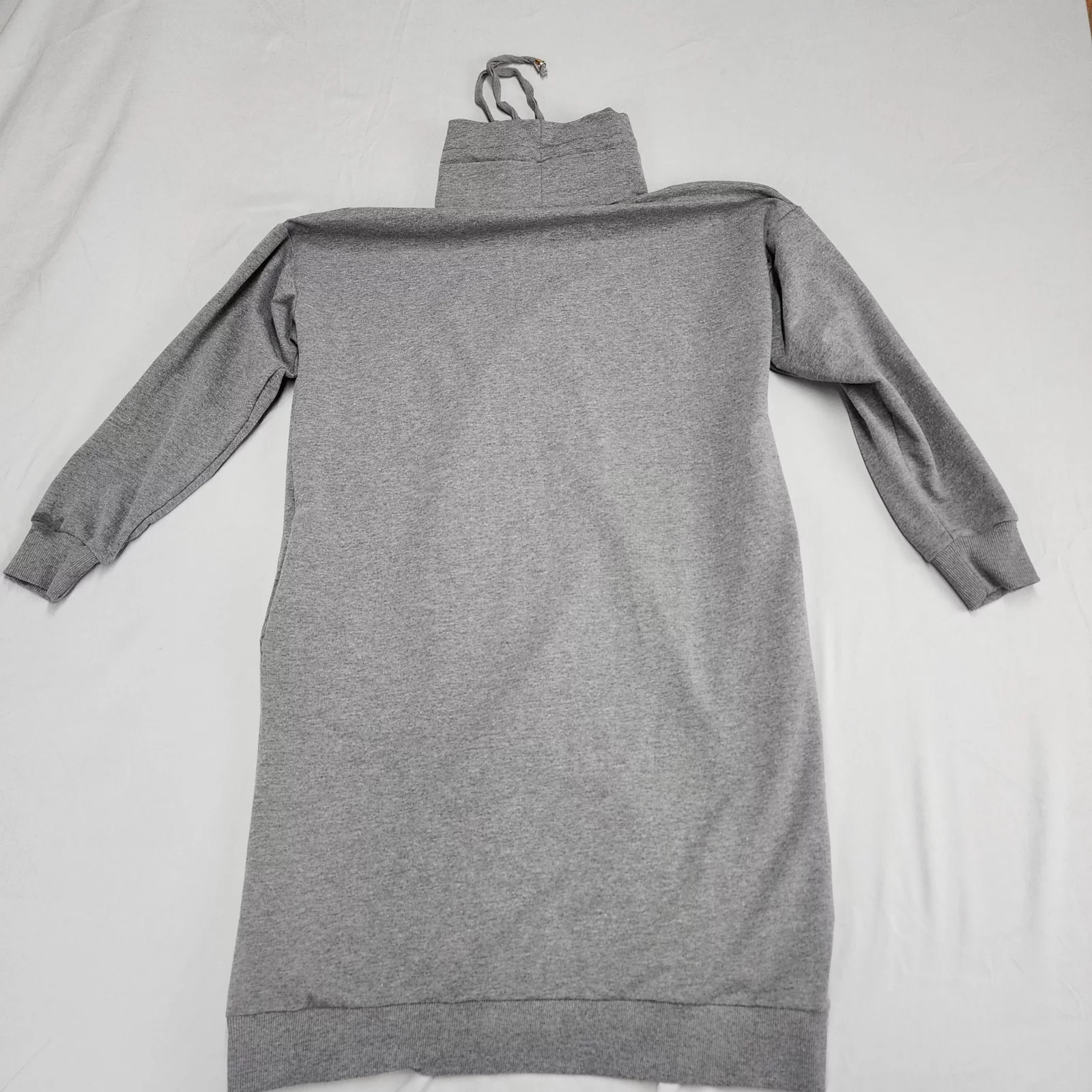 Refka Basic Women’s Size M Gray Turtleneck Sweater Dress Drawstring Long Sleeve