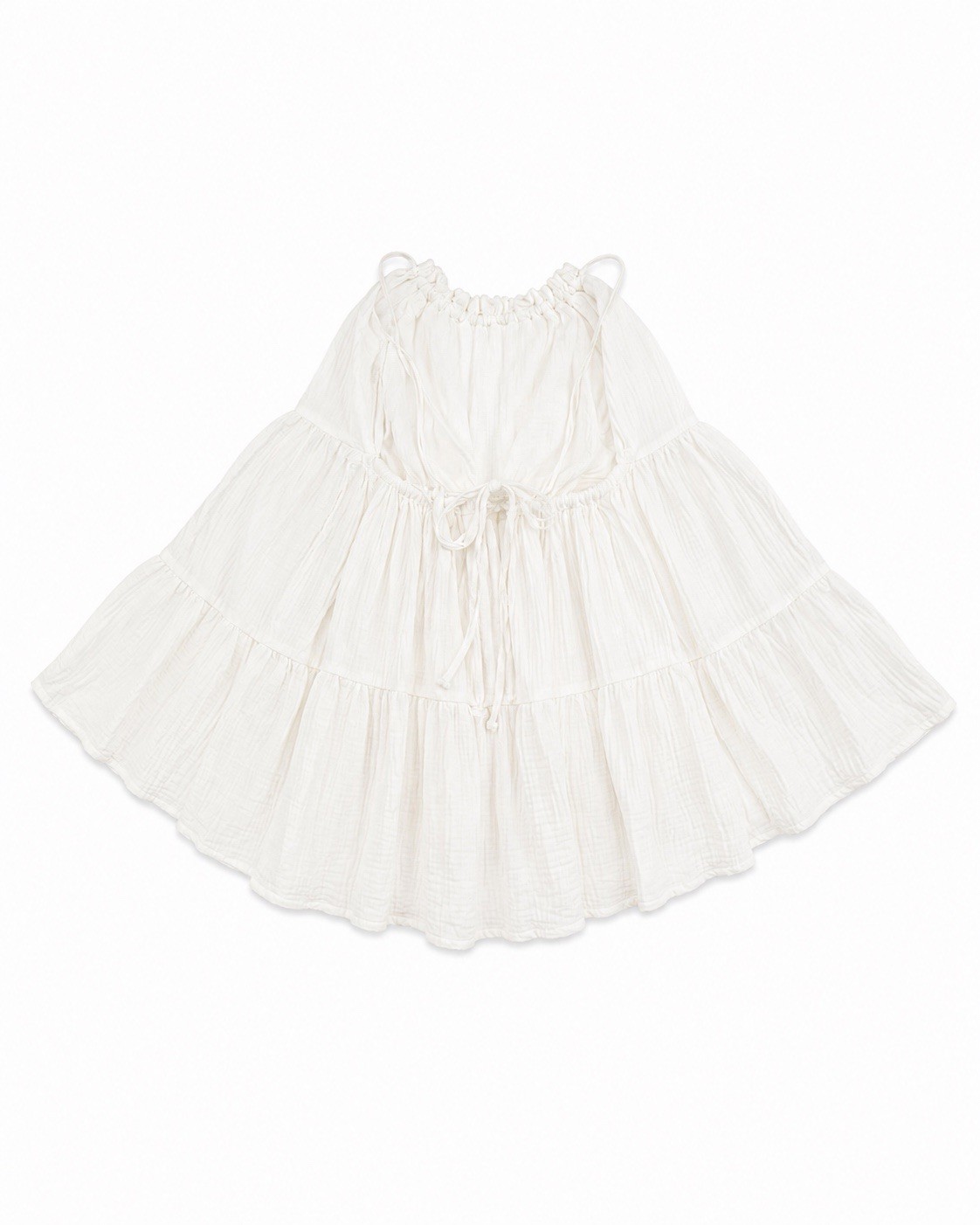 SHEIN White Tiered Open Back Tie Closure Flowy Lined Mini Dress Size S