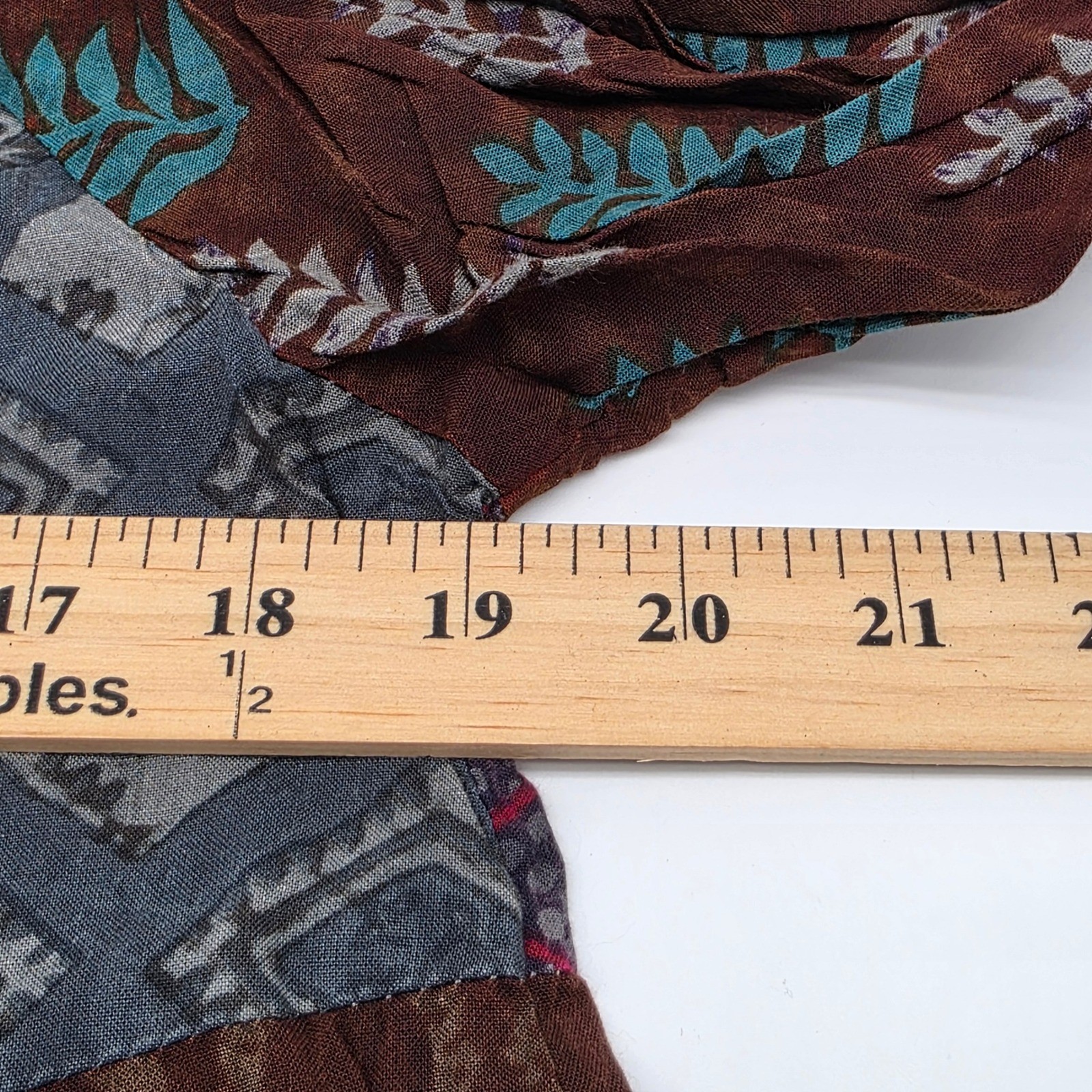 Boho Sacred Threads Patchwork Tunic Dress W S/M Multicolor Lace Up Tie Back