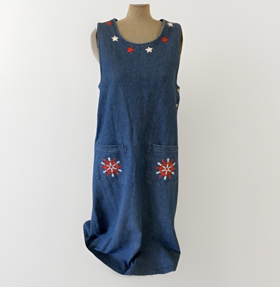 Westbound Maxi Dress Long Denim Women’s Medium Stars Patriotic Nautical