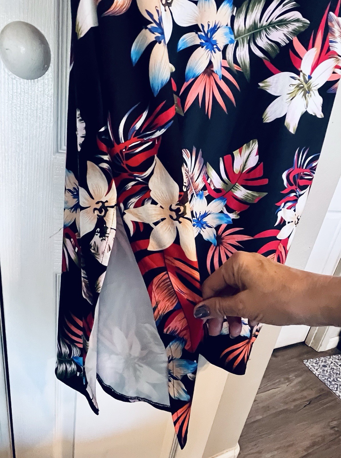 Hawaiian Casual Sleeveless Pullover Dress Black tropical floral size large NWT