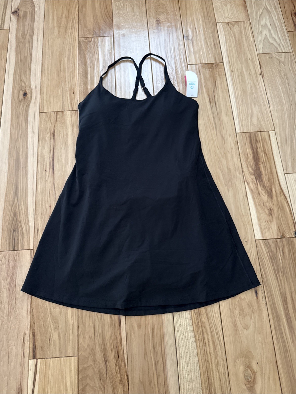IUGA Womens Black Athletic Tennis Dress with Built-in Shorts and Pockets NWT – M